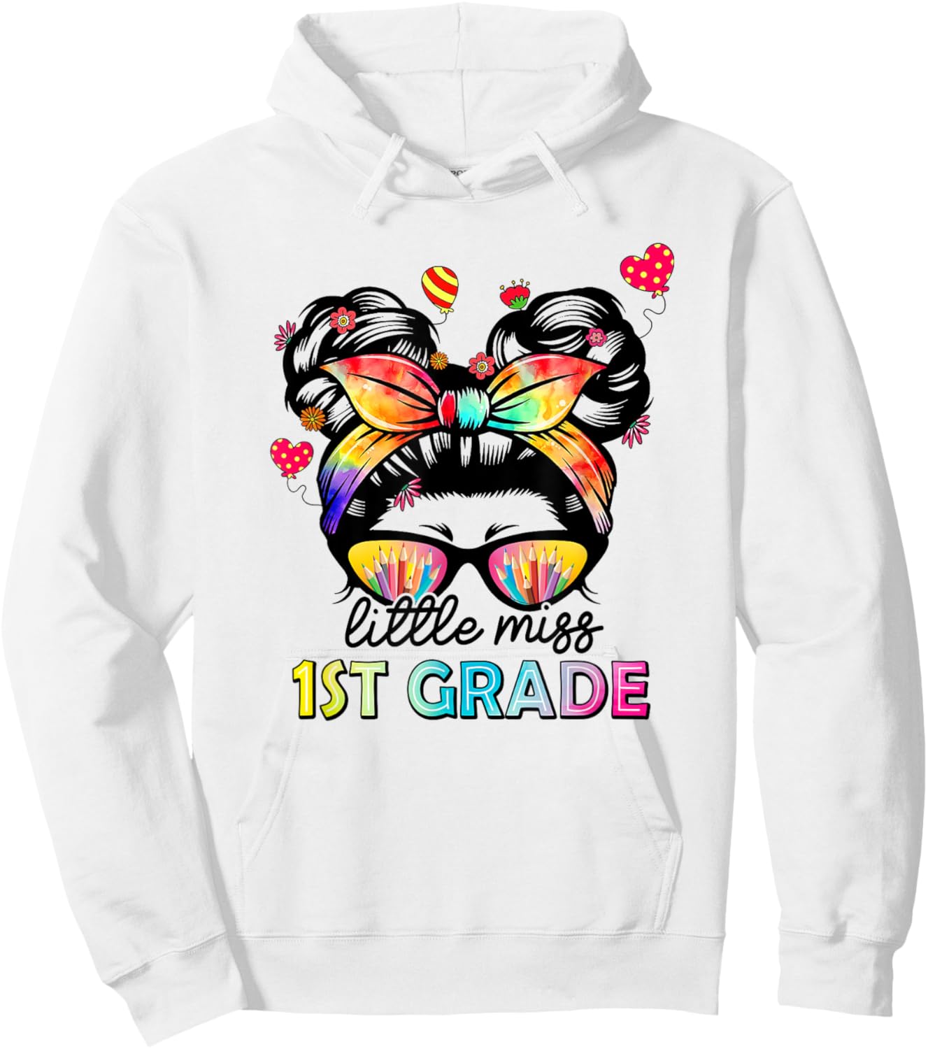Little Miss First Grade Back To School 1st Grade Girls Hoodie - Hoodie | White