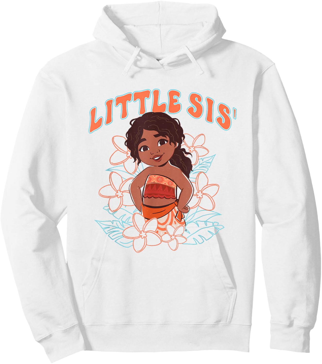Disney Moana 2 Little Sis' Cute Simea Tropical Floral Logo Hoodie - Hoodie | White
