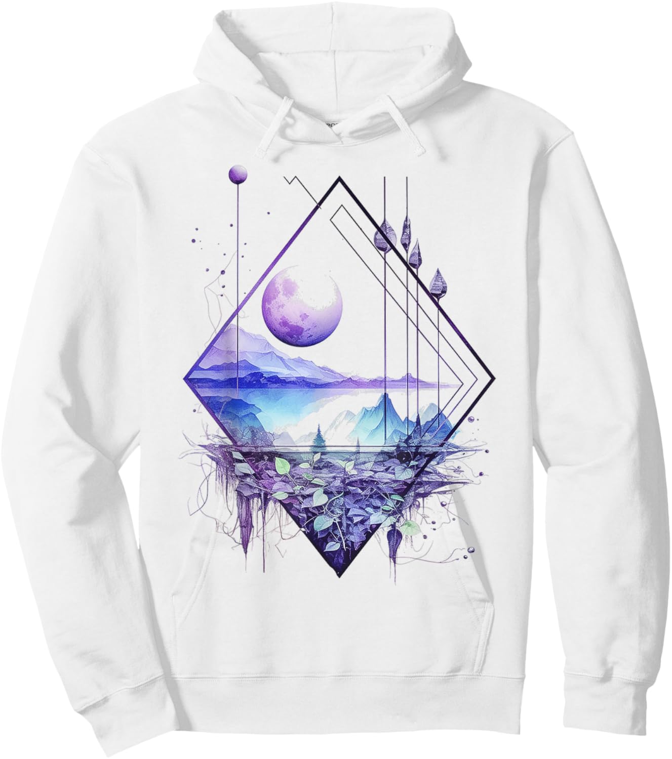 Nature Lover Polygon Art Geometric Abstract Graphic Nature Hoodie - Hoodie | White