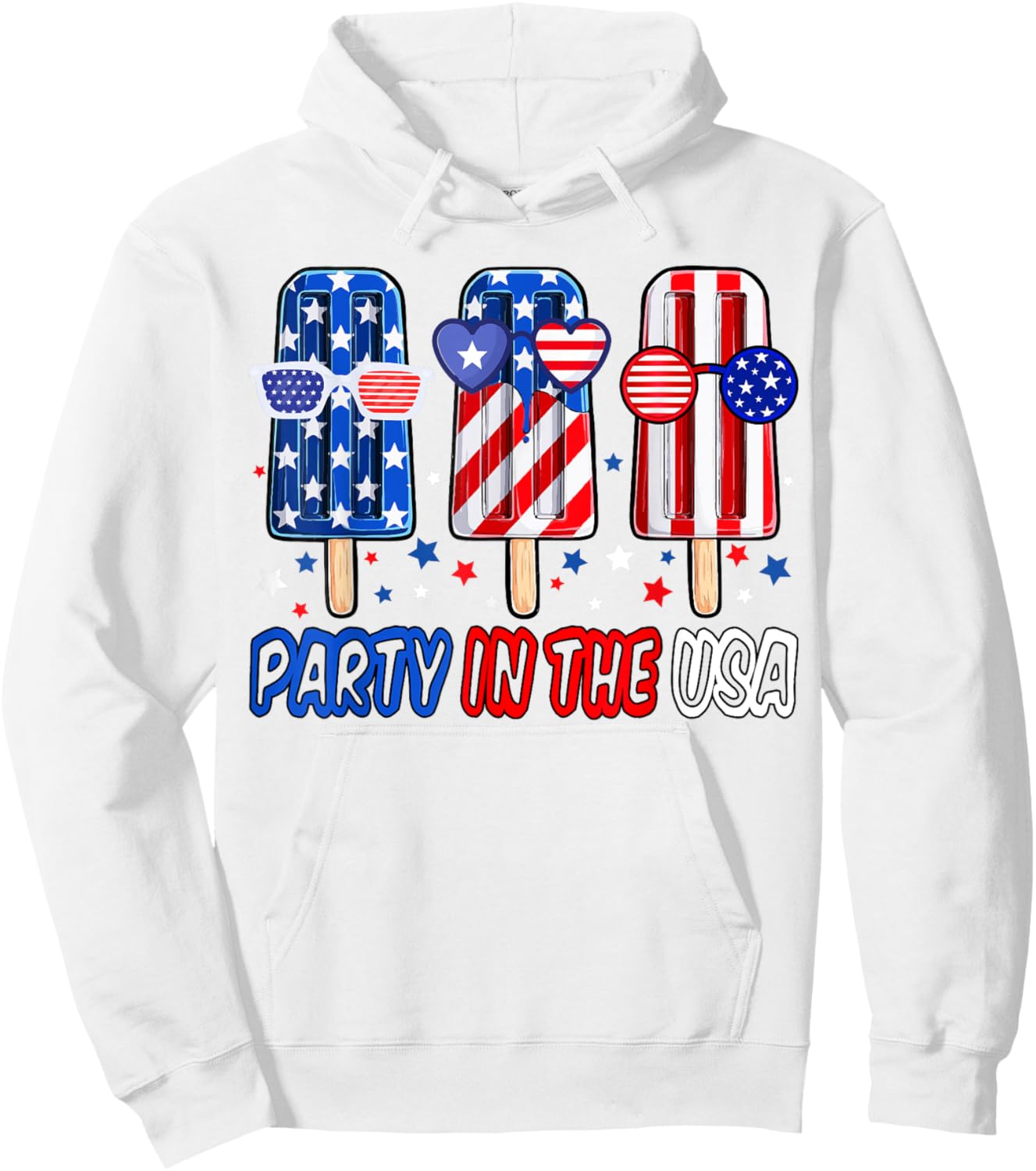 Party In USA 4th July Popsicle Shirt Boys USA Flag American Hoodie - Hoodie | White
