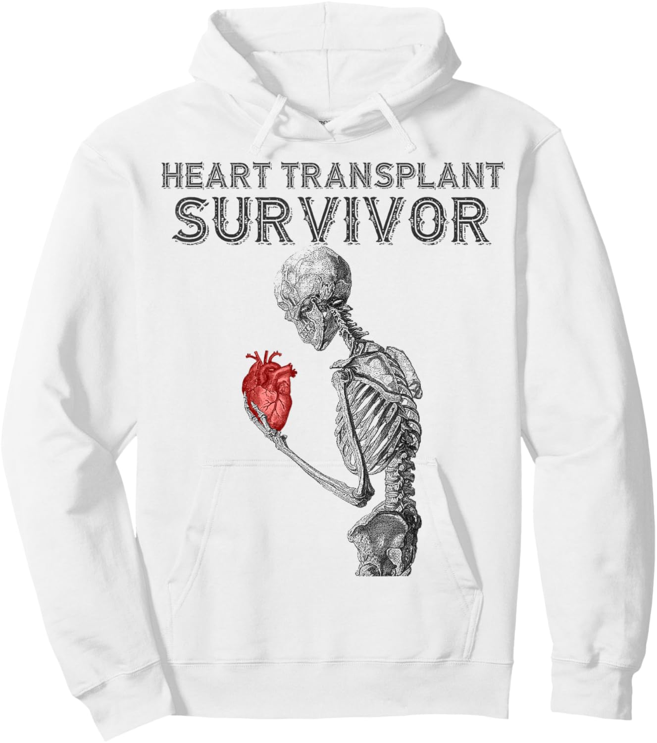 Heart Transplant Survivor Skeleton Red Anatomical Heart Hoodie - Hoodie | White