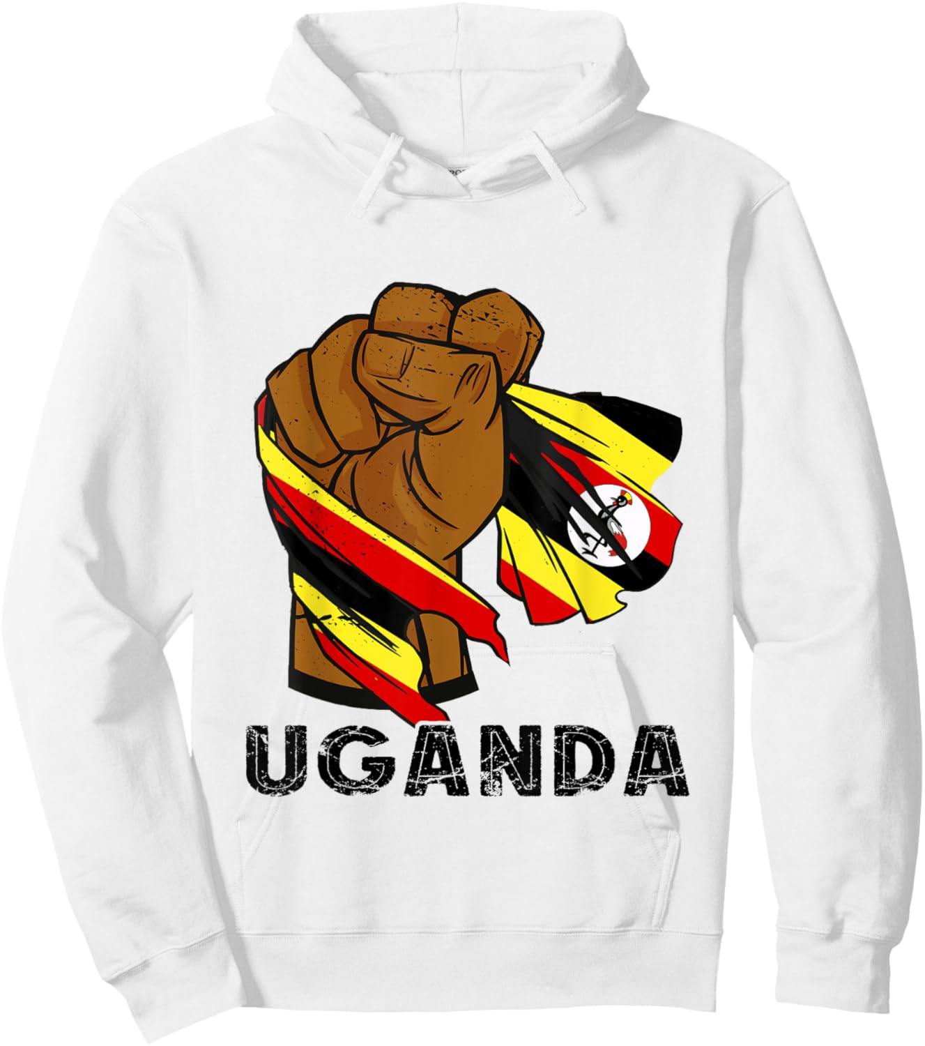 Uganda Power Vintage Ugandan Flag Handfist Ugandan Roots Hoodie - Hoodie | White