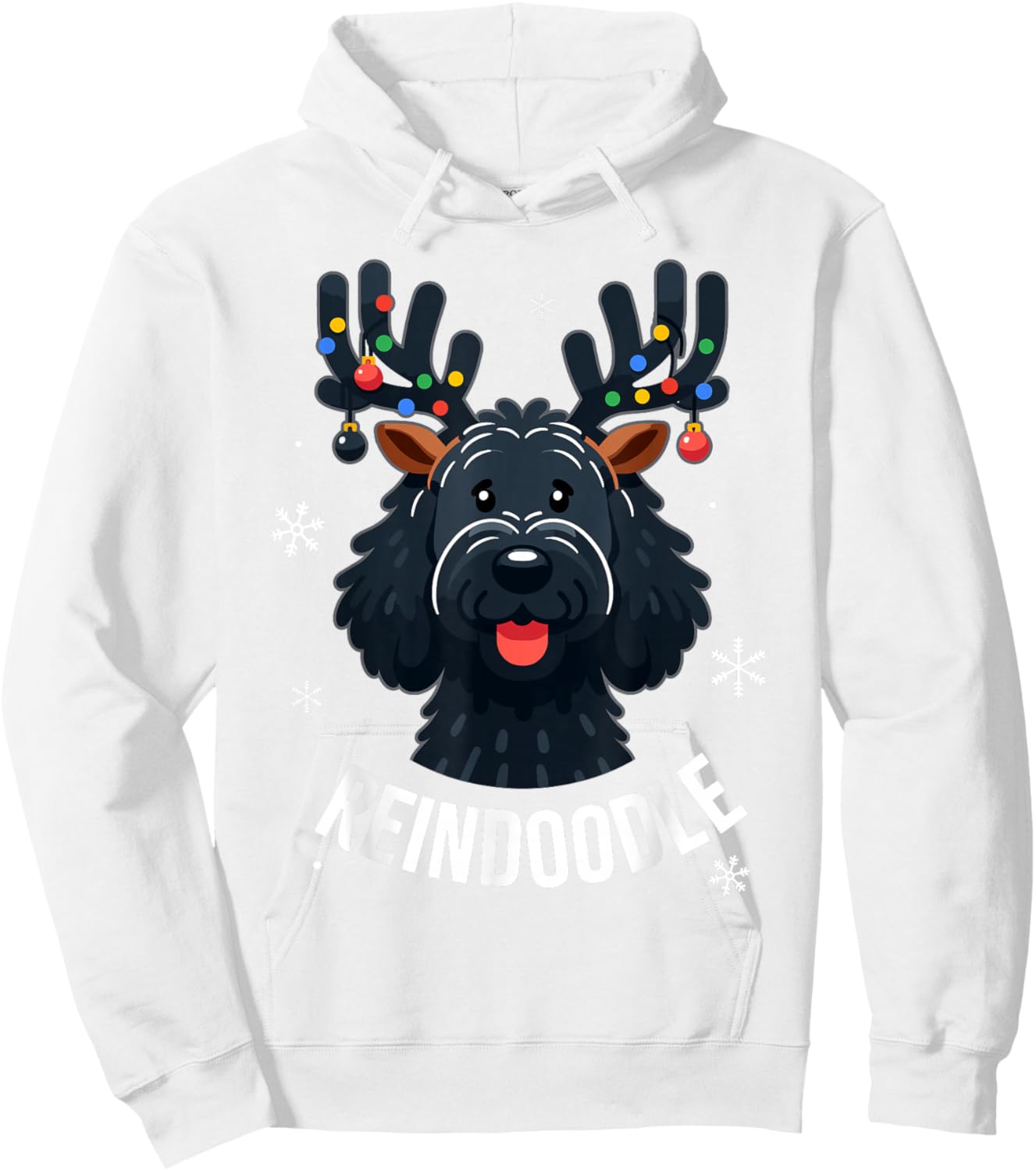 Black Doodle Dog Reindoodle Reindeer Doodle Christmas Dog Hoodie - Hoodie | White