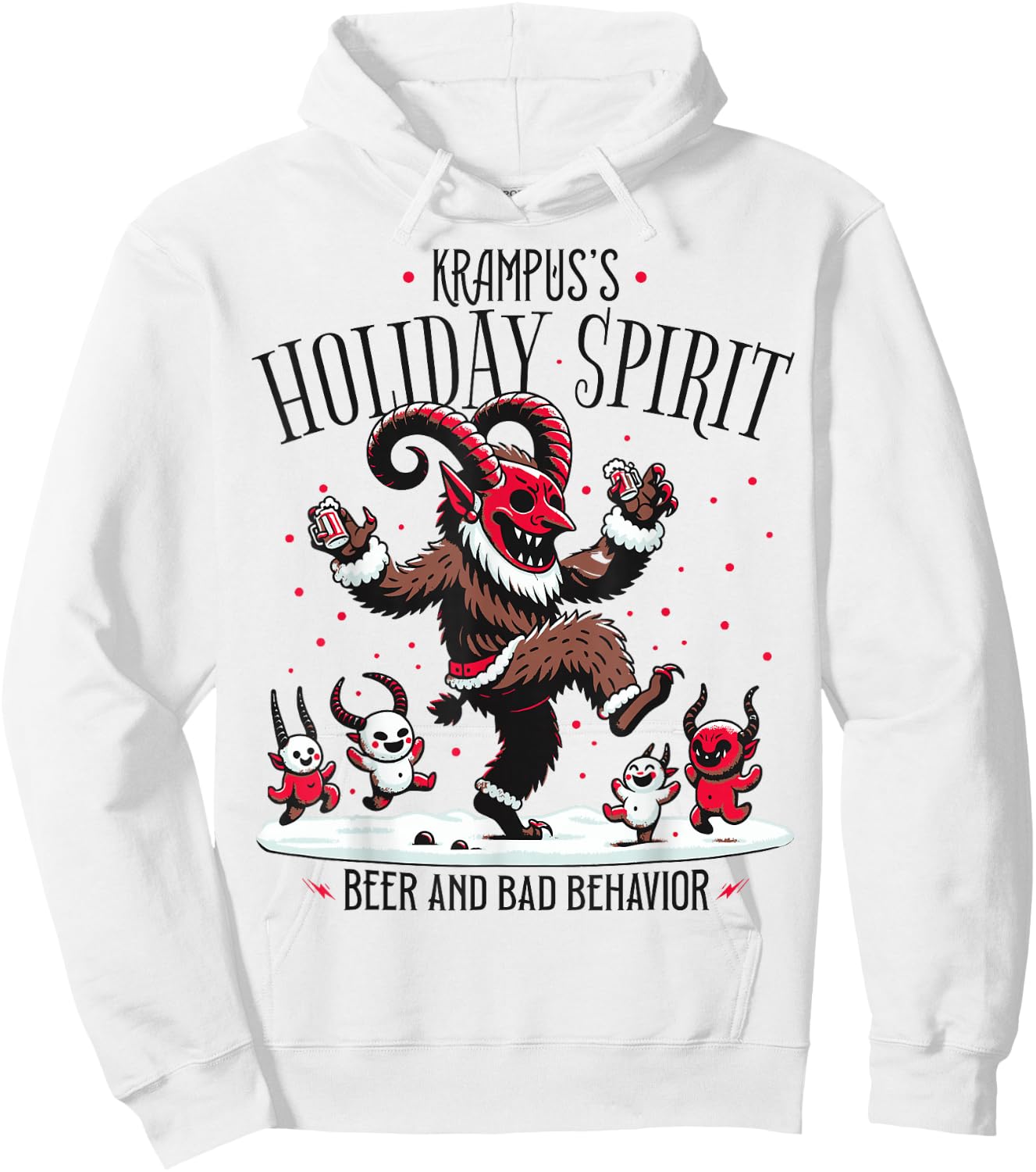 Krampus Holiday Spirit Design With Dancing Demons Hoodie - Hoodie | White