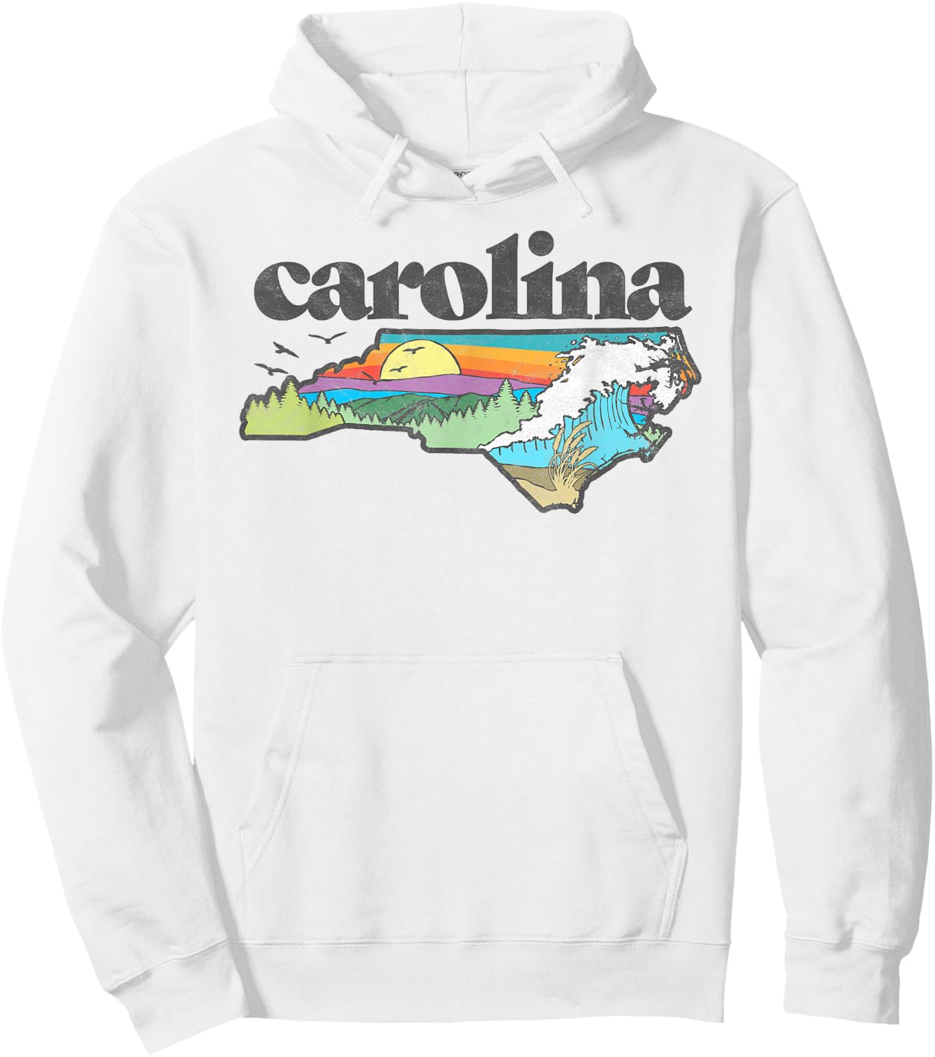 State of North Carolina Outdoors Retro Nature Hoodie - Hoodie | White
