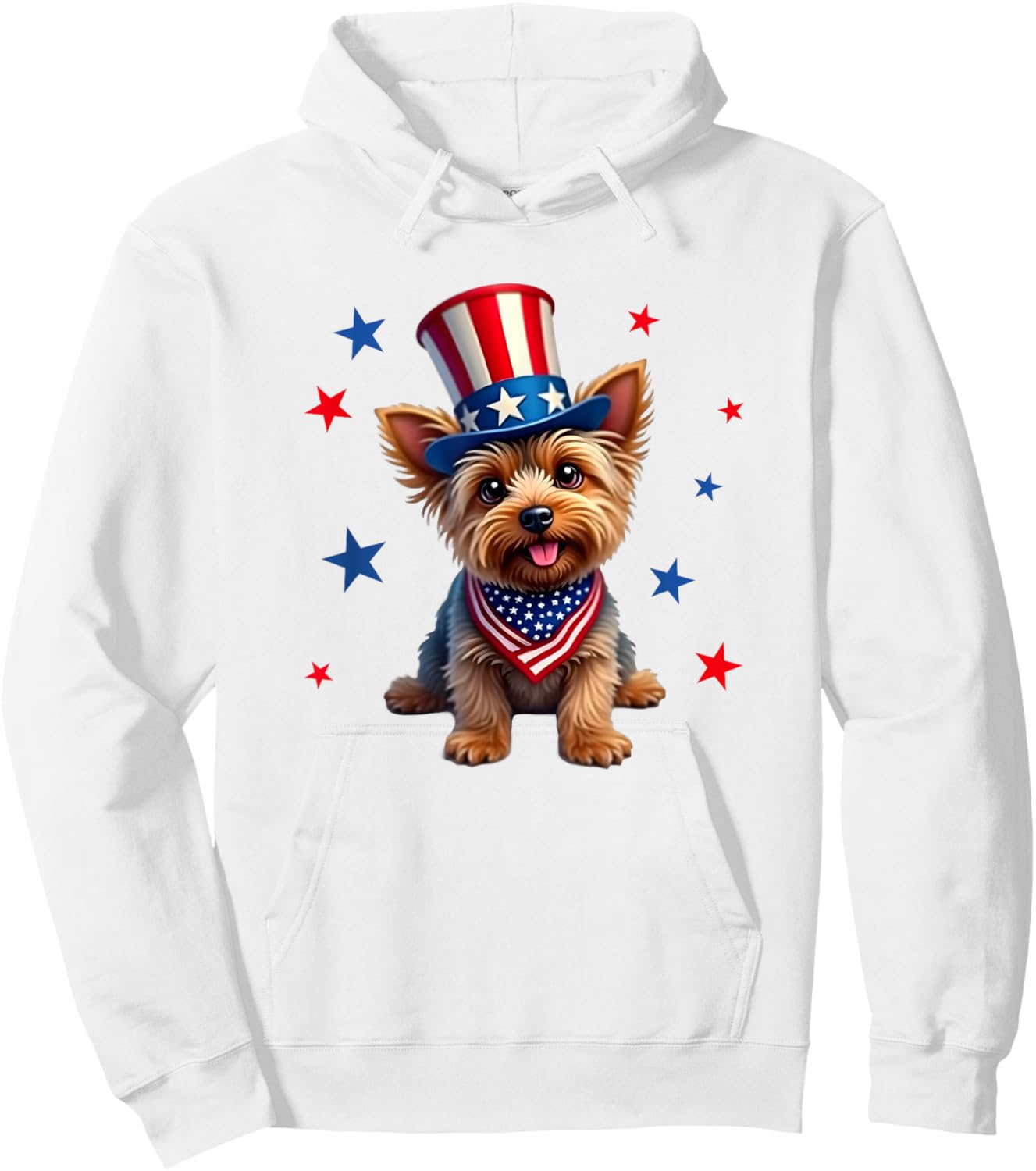 Yorkie, 4th of July, Yorkshire Terrier dog, Patriotic Hoodie - Hoodie | White