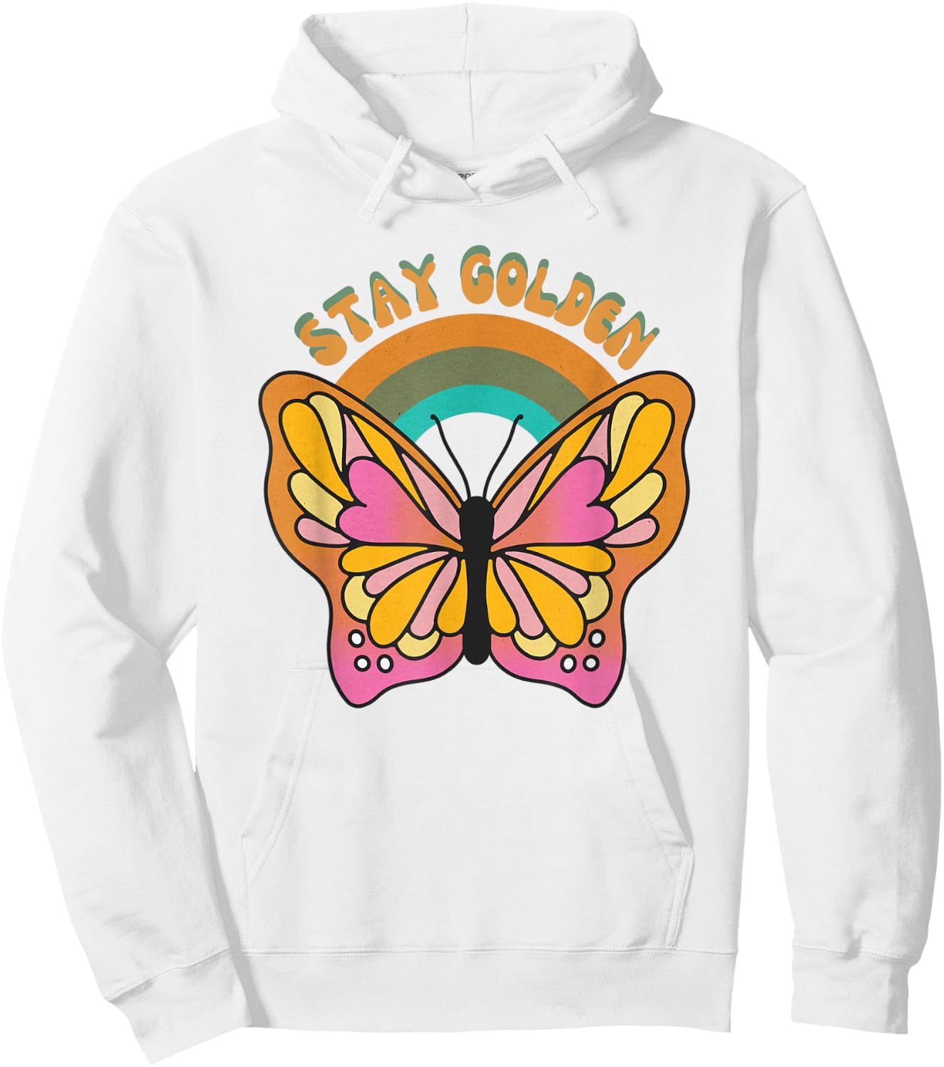 Stay Golden Butterfly Retro Vintage Hoodie - Hoodie | White