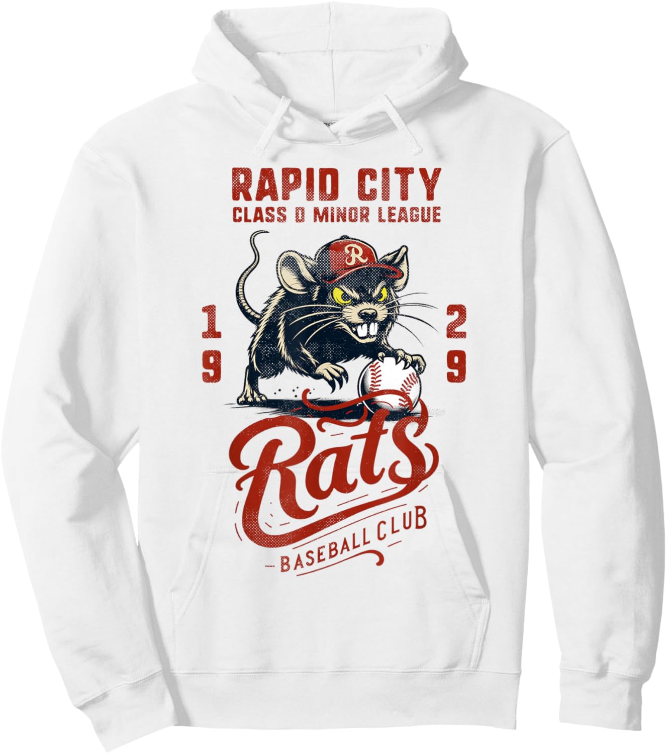 Rapid City Rats Retro Minor League Baseball Team Hoodie - Hoodie | White
