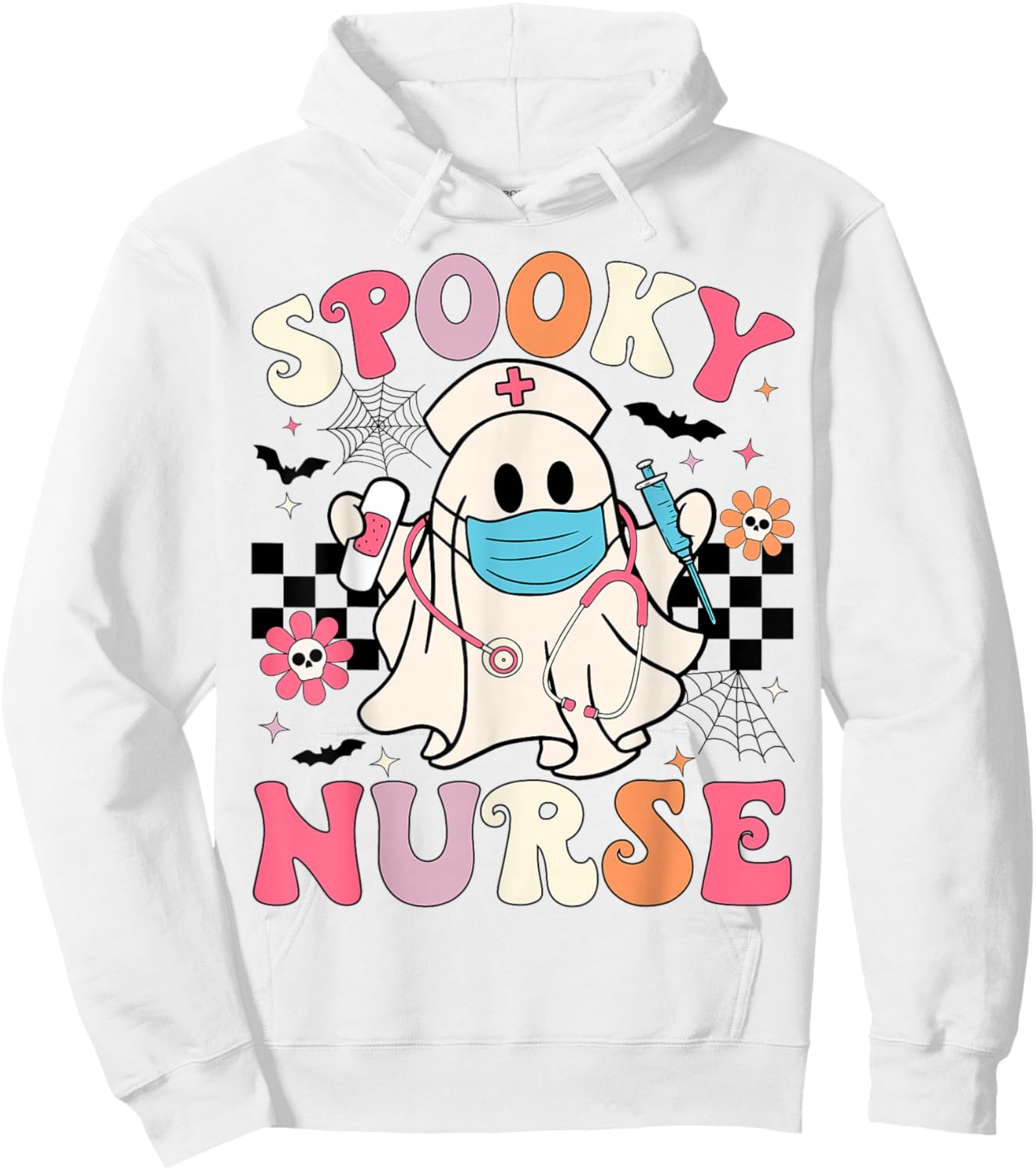 Spooky Nurse Halloween Ghost Cute Nursing Halloween Nurse Hoodie - Hoodie | White