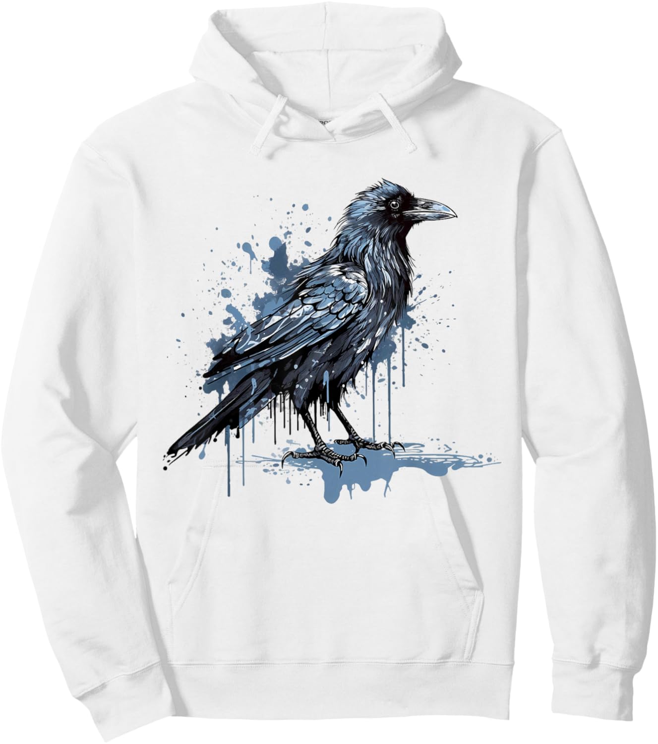 Vintage Raven Crow Gothic Bird Graphic Art Design Print Hoodie - Hoodie | White
