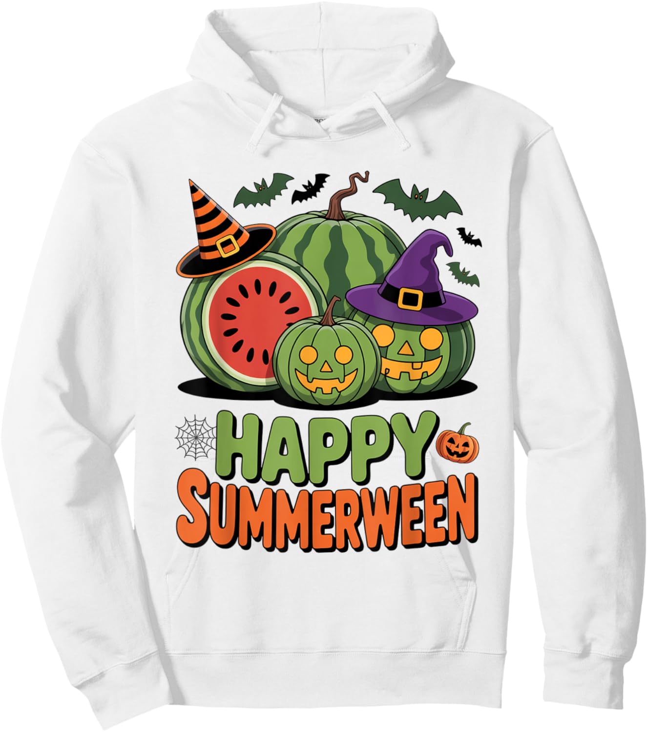 Halloween Jack O Lantern Summer Happy Summerween Watermelon Hoodie - Hoodie | White