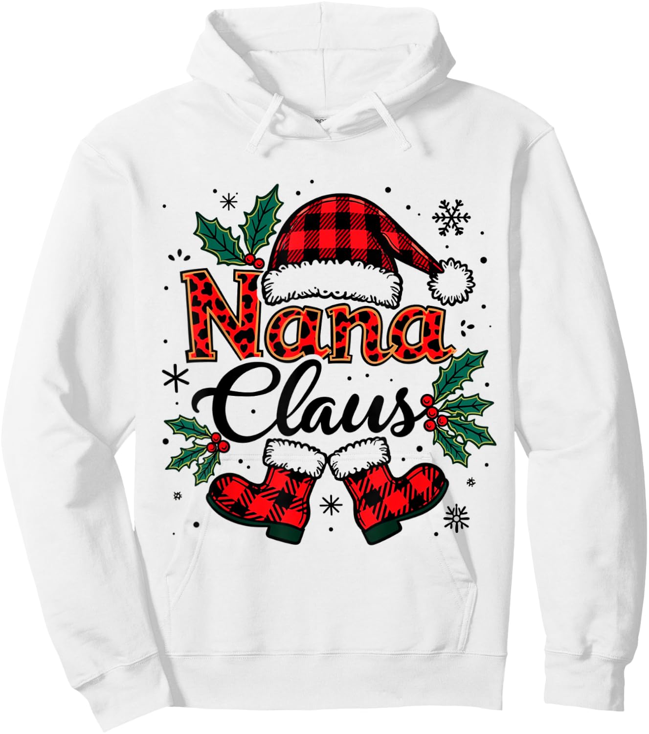 Nana Claus Santa Hat Christmas lights family Xmas Men Women Hoodie - Hoodie | White