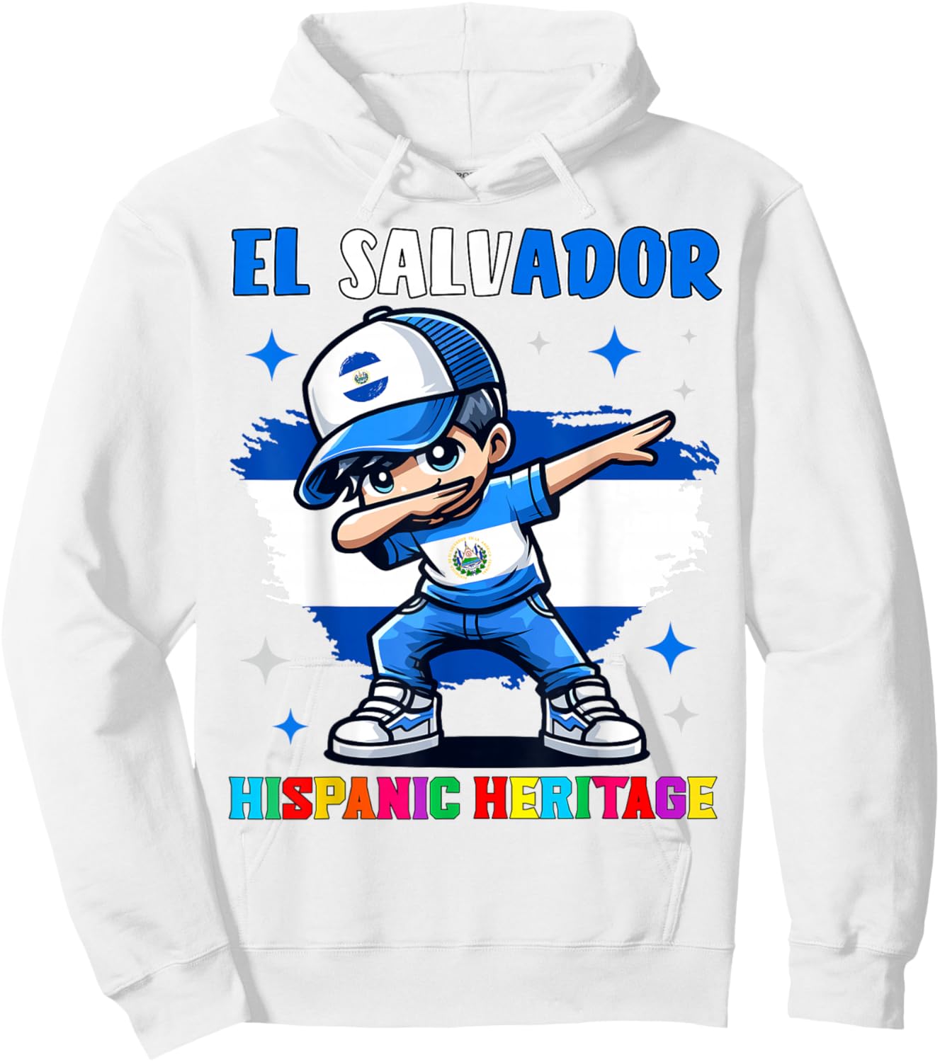 El Salvador Dabbing Kid Hispanic Heritage Celebration Kids Hoodie - Hoodie | White