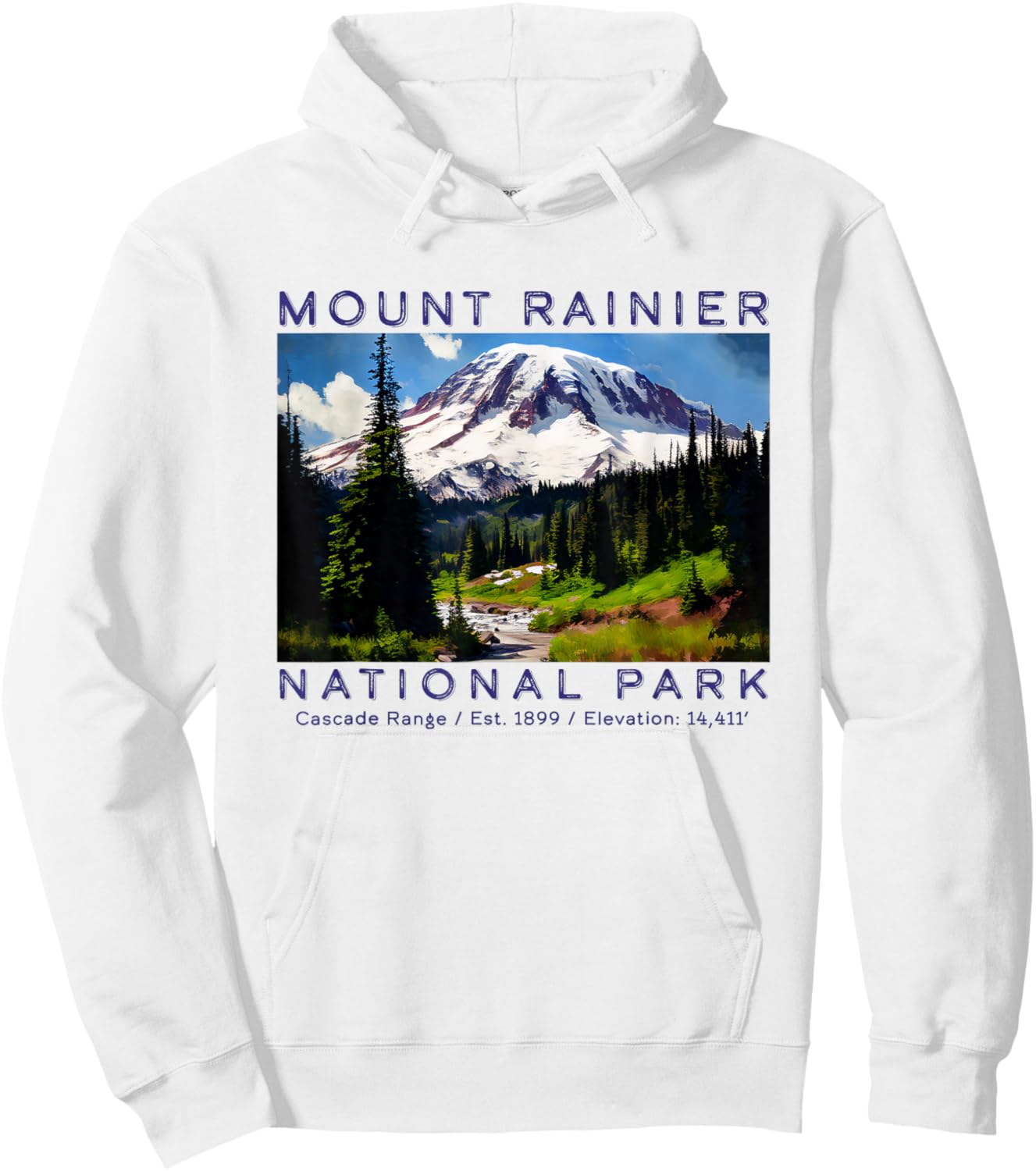 Mt. Rainier National Park Mountain Art Hiking Souvenir Hoodie - Hoodie | White