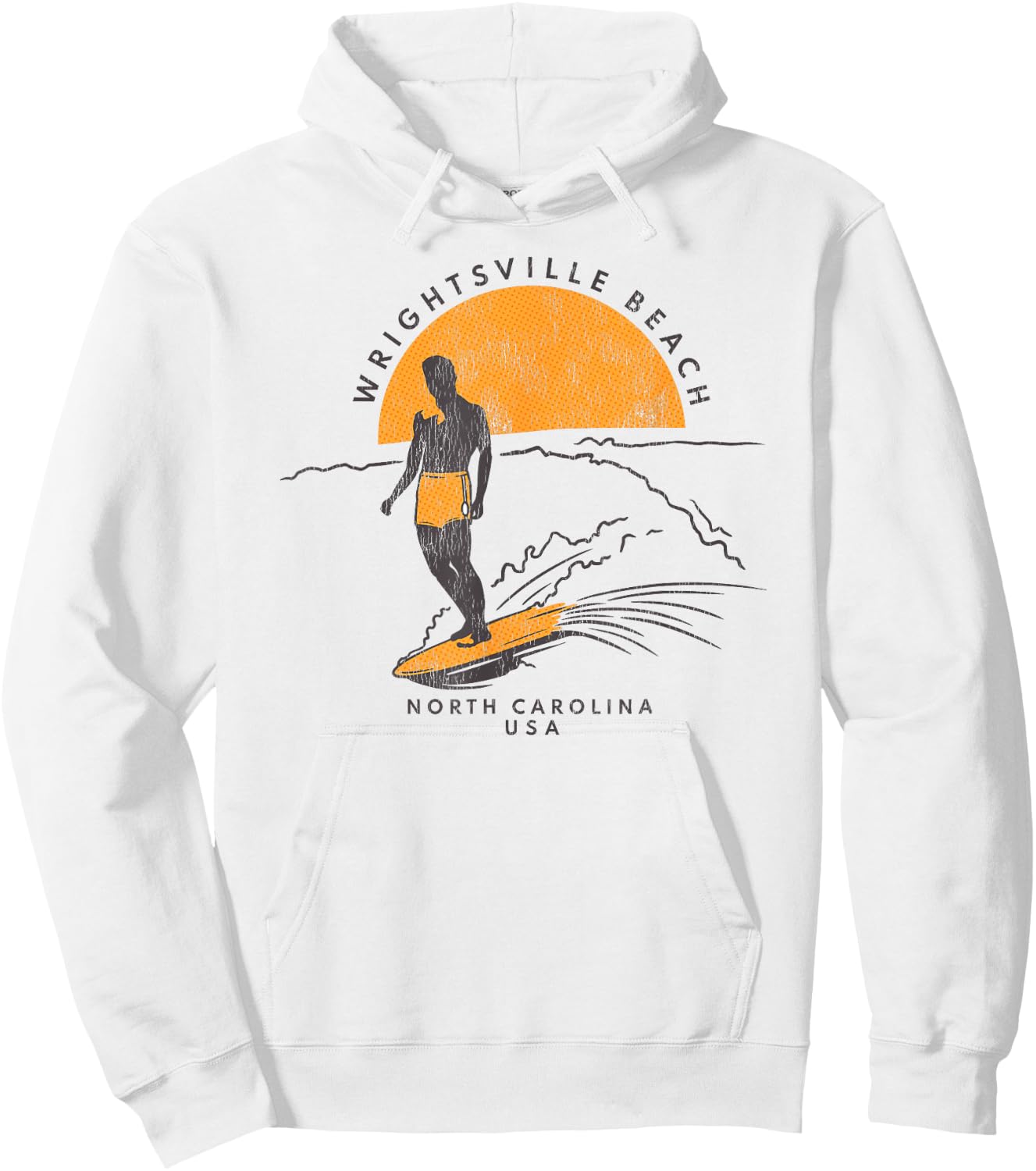 Wrightsville Beach, NC Summertime Living Surfing Peace Hoodie - Hoodie | White