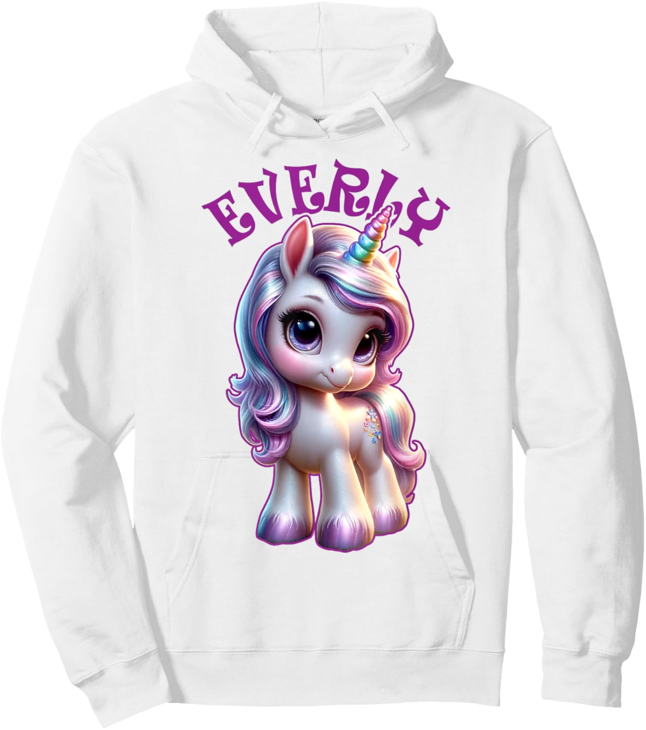 Everly Cute Unicorn Design for Girls Name Everly Hoodie - Hoodie | White