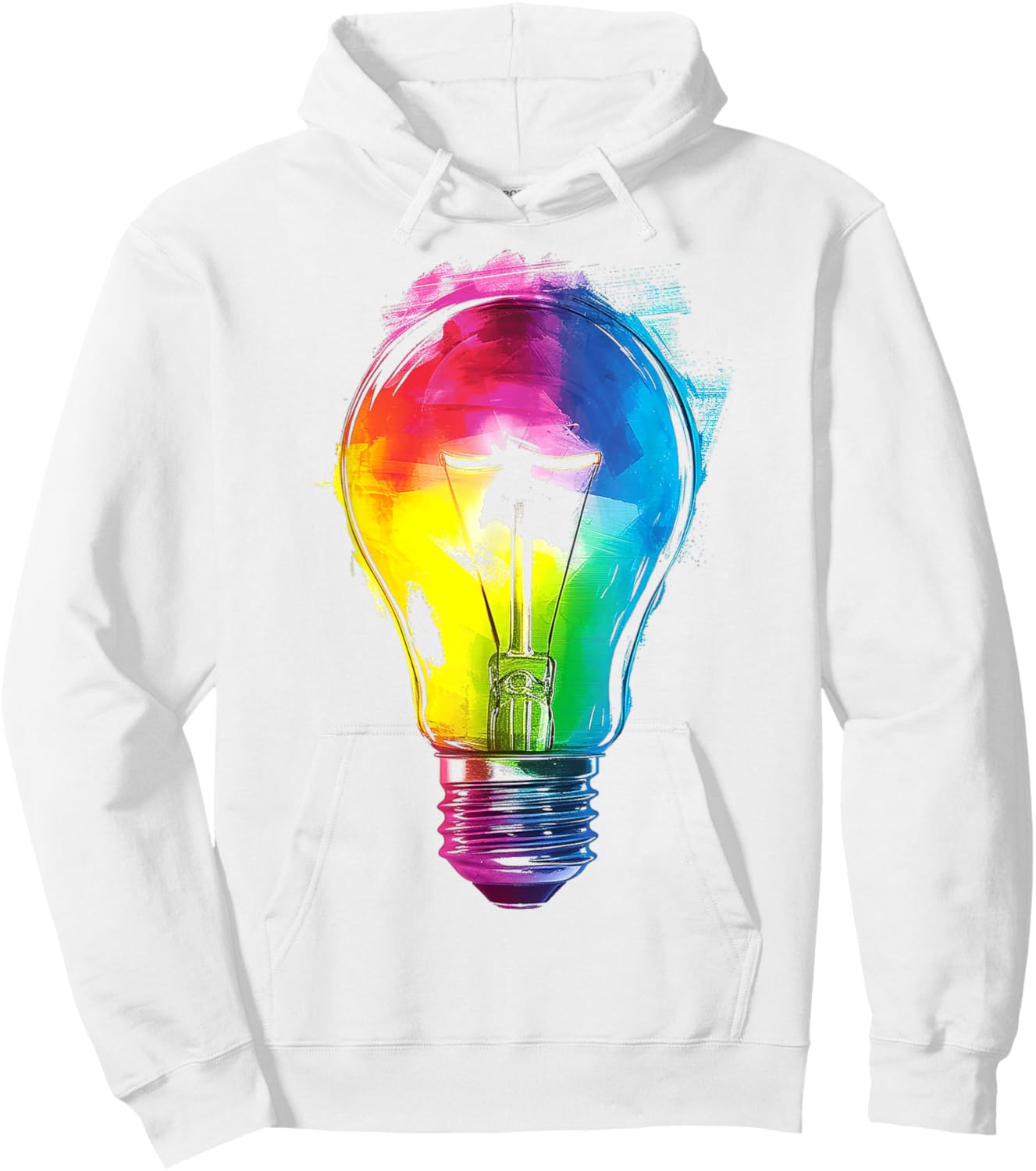 Light Bulb Artwork Painting Abstract Colorful Graphic Art Hoodie - Hoodie | White