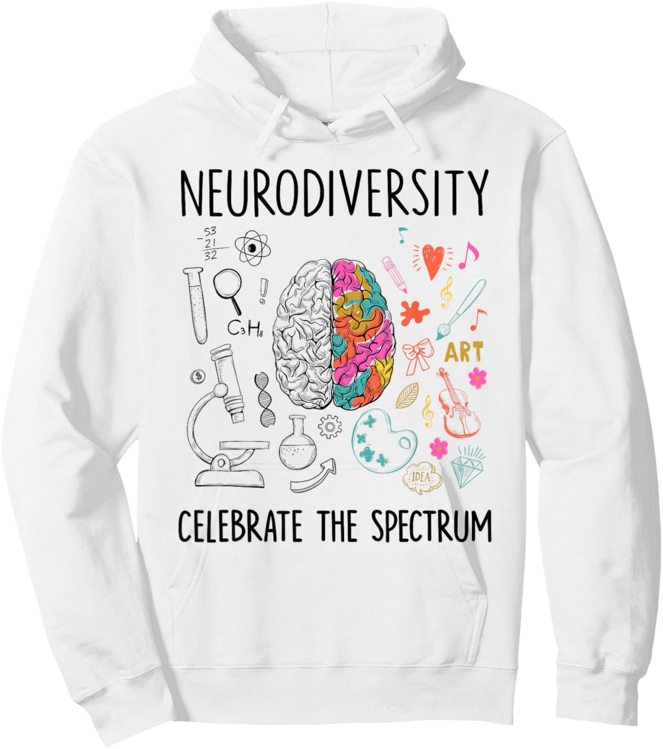 Neurodiversity celebrate the spectrum Brain Autism Awareness Hoodie - Hoodie | White