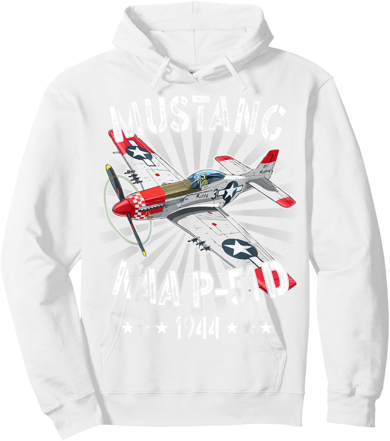 P-51D Mustang Vintage North American P-51D Fighter Warbirds Hoodie - Hoodie | White