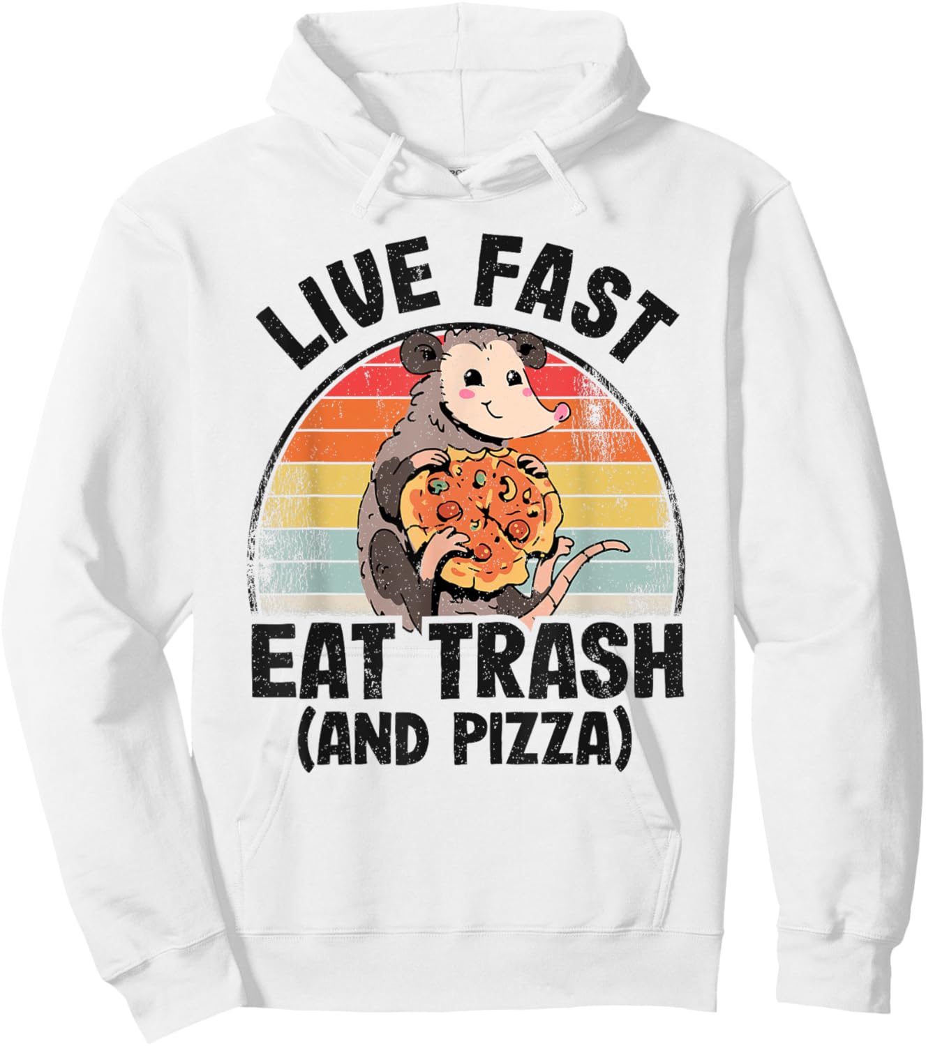 Live Fast Eat Trash And Pizza Opossum Cute Possum Hoodie - Hoodie | White