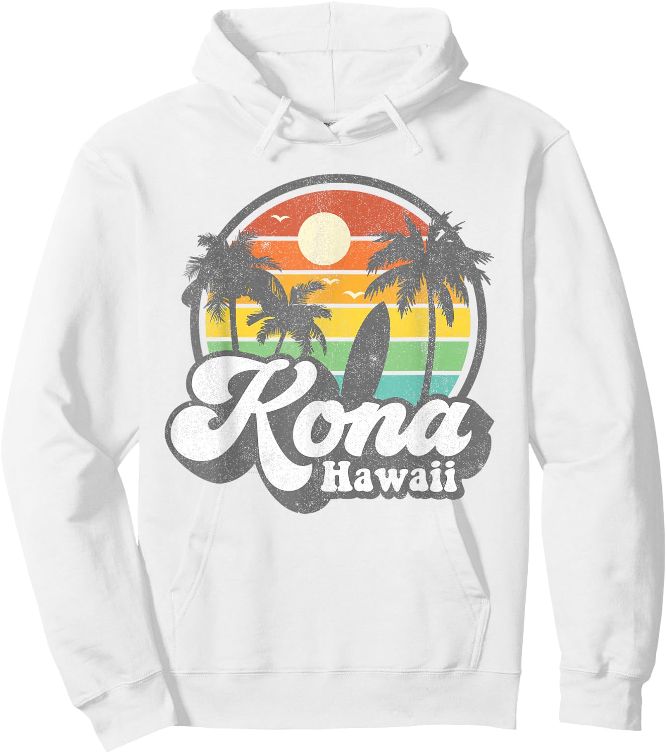Vintage Kona Beach Hawaii Surf Hawaiian Surfing 70's Gift Hoodie - Hoodie | White