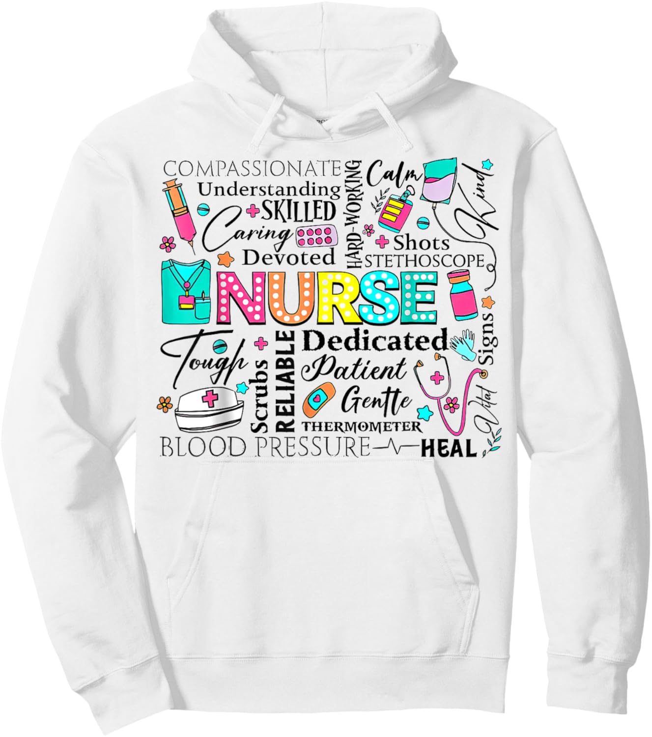 Retro Nurse Word, Nurse Life, Nurse stuff doodles Hoodie - Hoodie | White