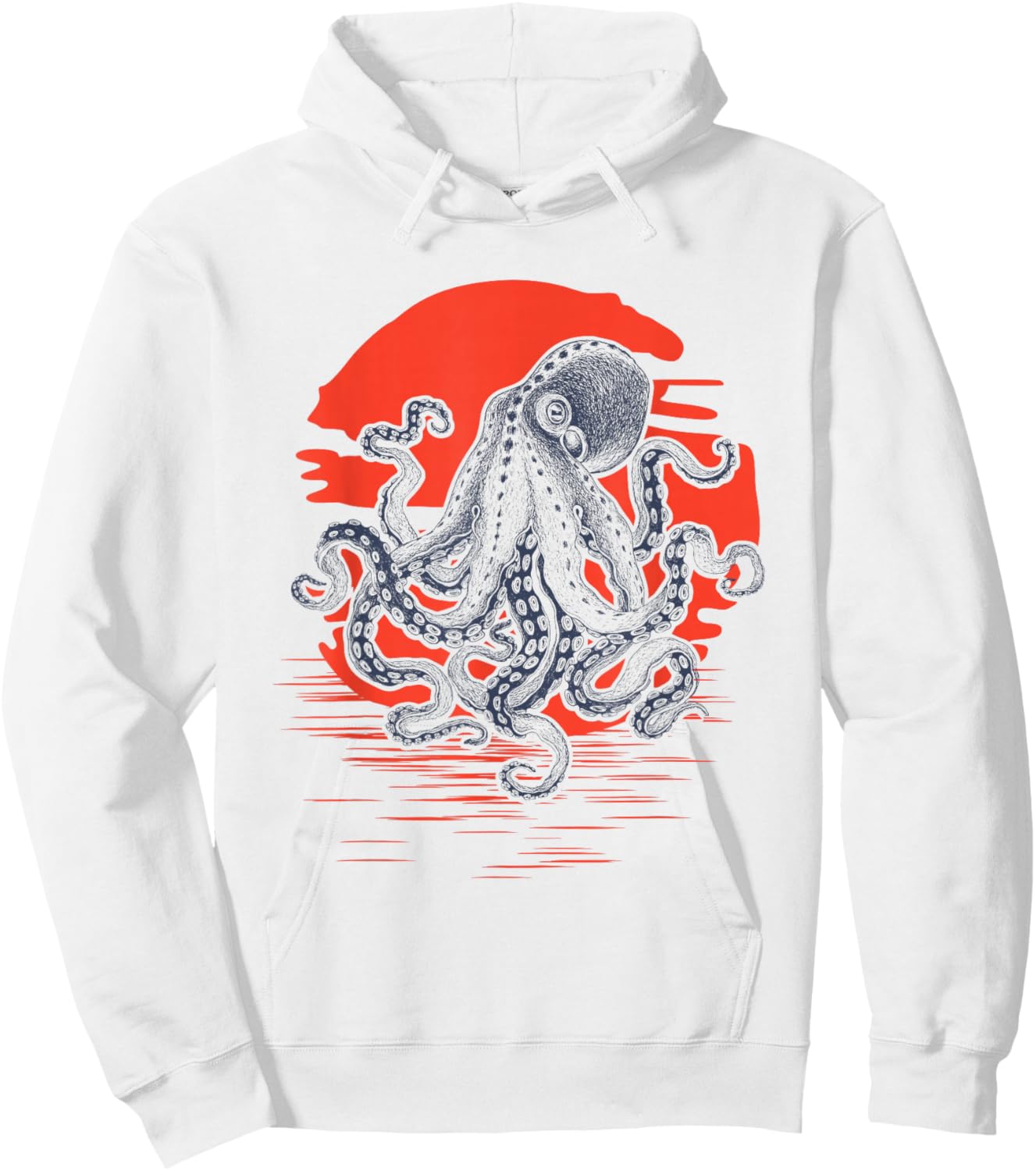 Sunrise Octopus Throwback Retro Vintage Surfer Hoodie - Hoodie | White