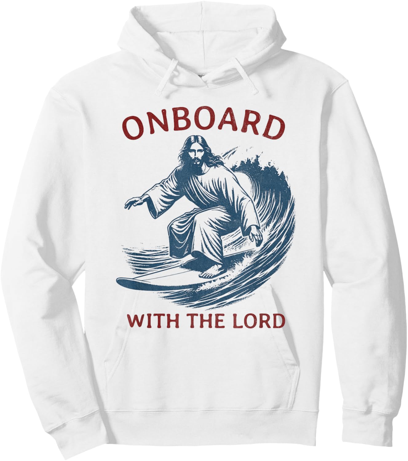 Onboard with The Lord - Christian Faith Surfer on Surfboard Hoodie - Hoodie | White