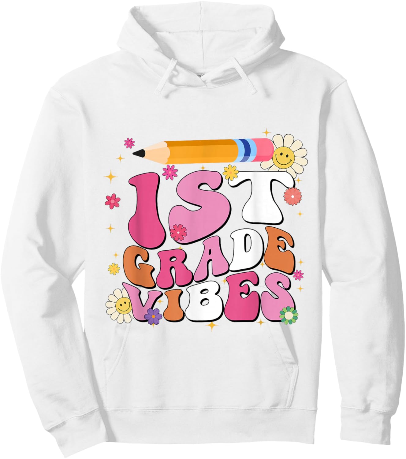 First Day Of School 1st Grade Vibes Boy Girl Back to School Hoodie - Hoodie | White