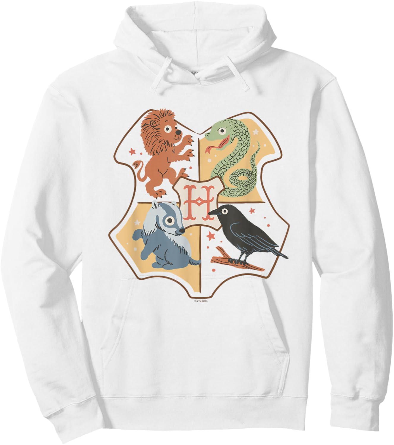 Harry Potter Hogwarts School Logo Chibi House Animals Hoodie - Hoodie | White