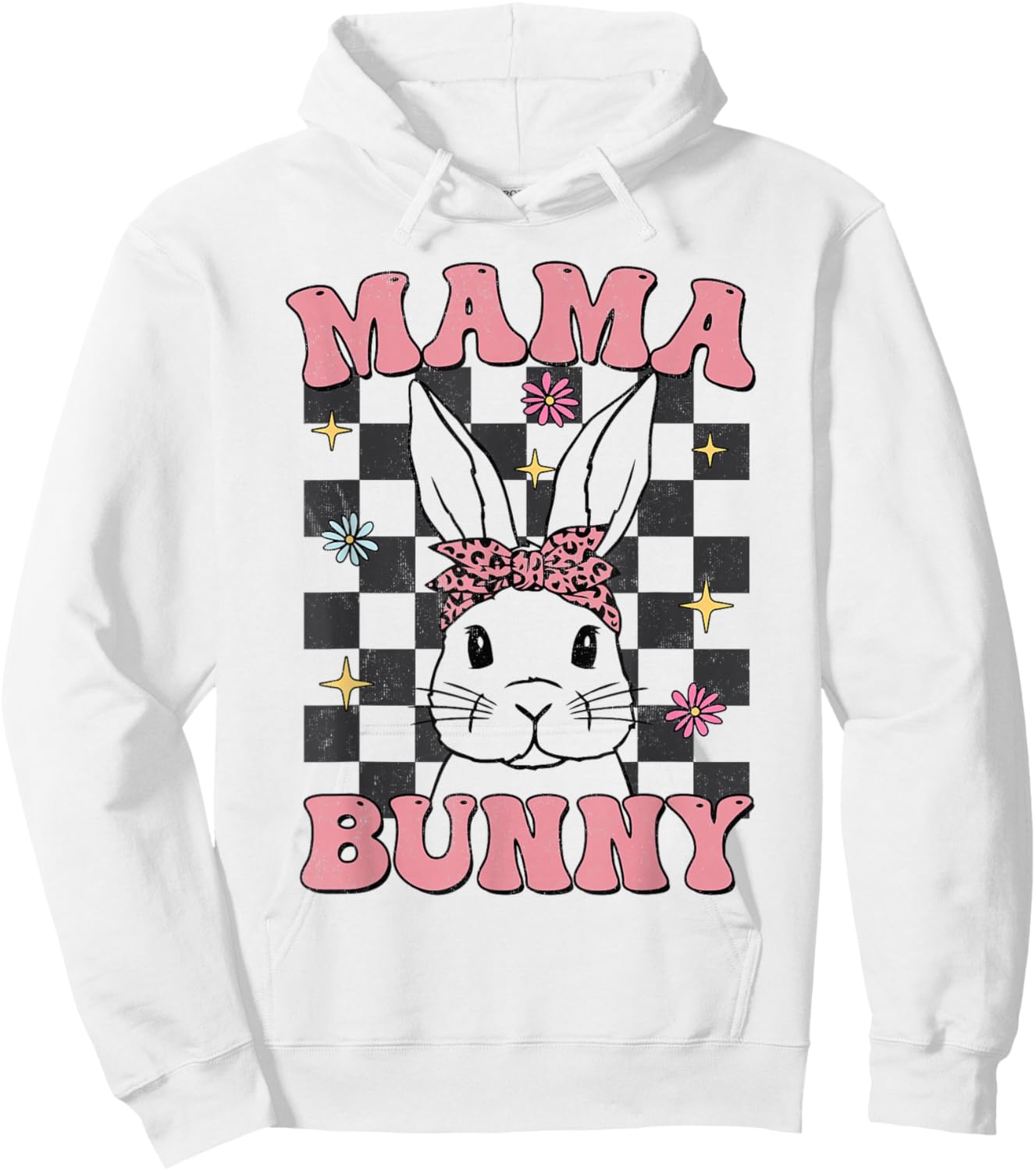 Retro Groovy Mama Bunny Matching Family Easter Mom Mother Hoodie - Hoodie | White