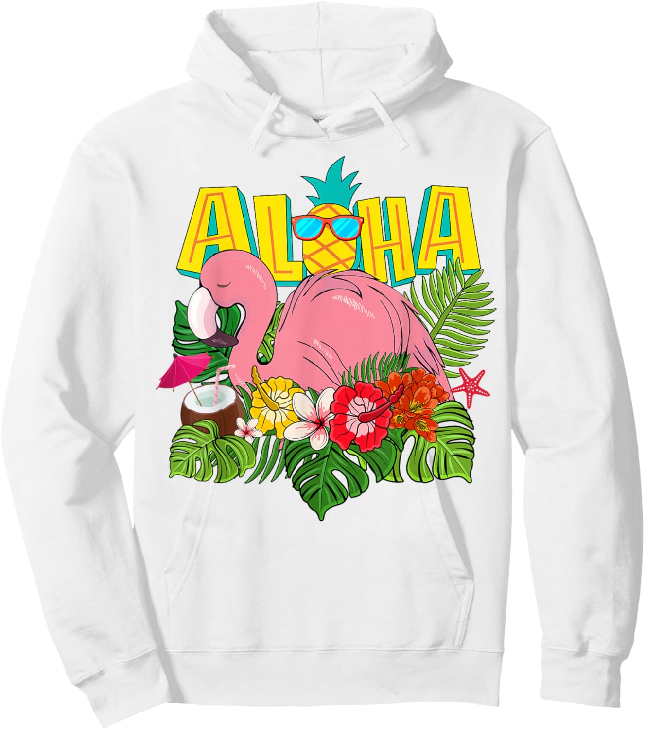 Girl Hawaiian Aloha Flamingo Hawaii Hoodie - Hoodie | White