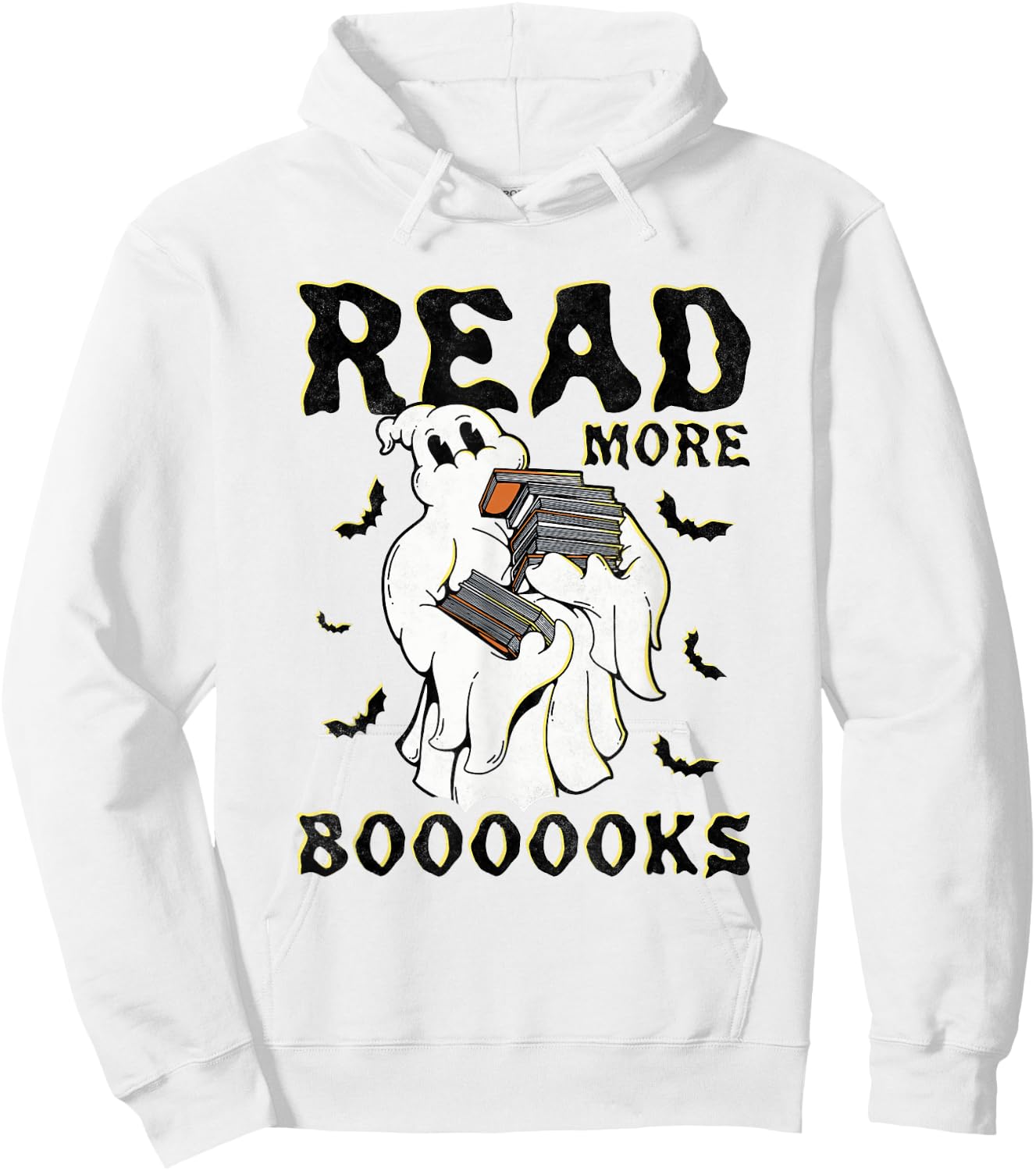 Read More Boooooks, Halloween Book Reading Ghost Hoodie - Hoodie | White