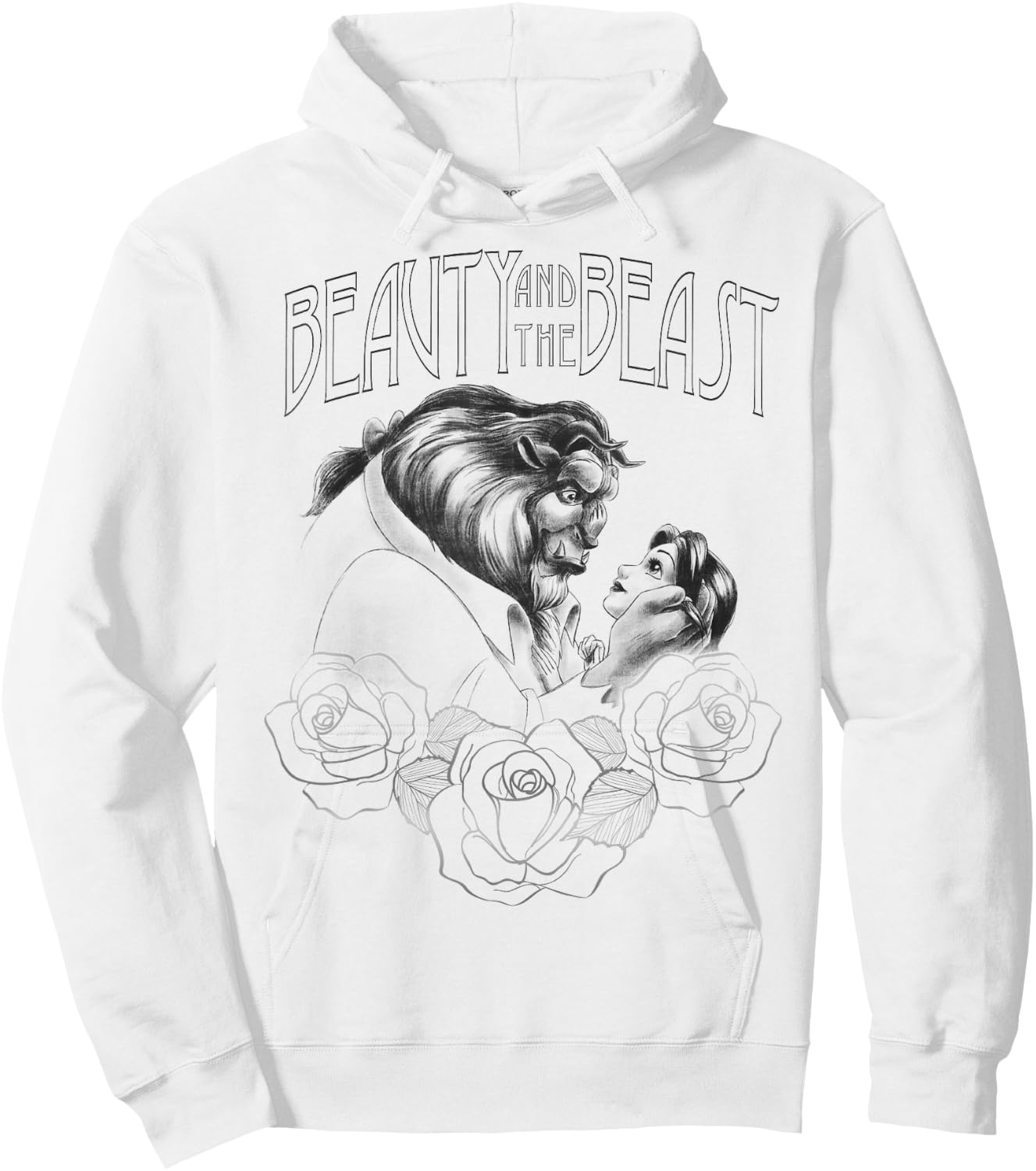 Disney Beauty and the Beast Belle and Beast Line Art Sketch Hoodie - Hoodie | White