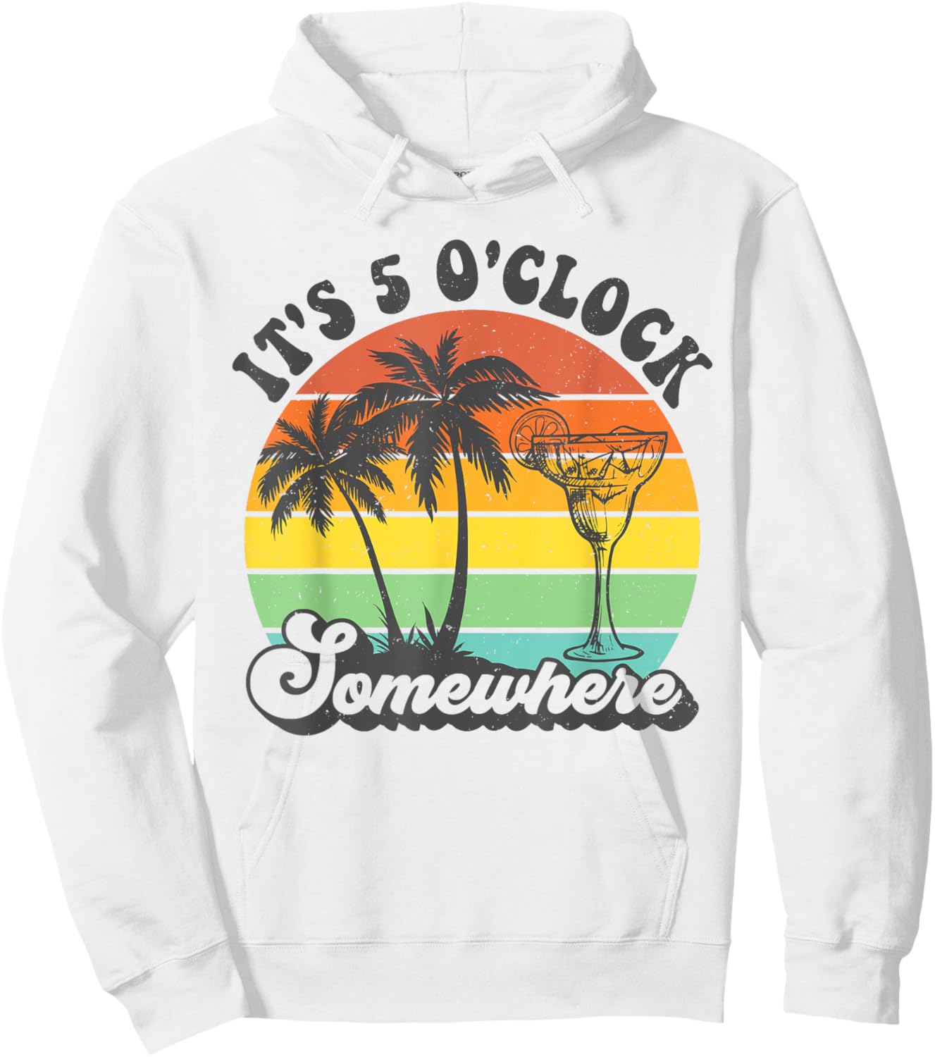 It's 5 O'clock Somewhere Coconut Tree Funny Summer Beach Women Hoodie - Hoodie | White