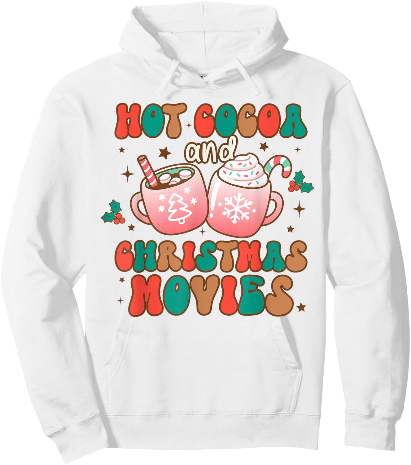 Hot Cocoa and Christmas Movies Xmas Matching Pj Pajama Hoodie - Hoodie | White