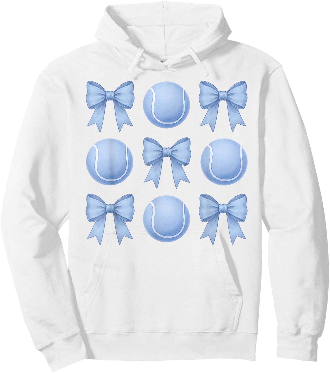 Tennis Coquette Toile Blue Bow Cute Girls Tennis Hoodie - Hoodie | White