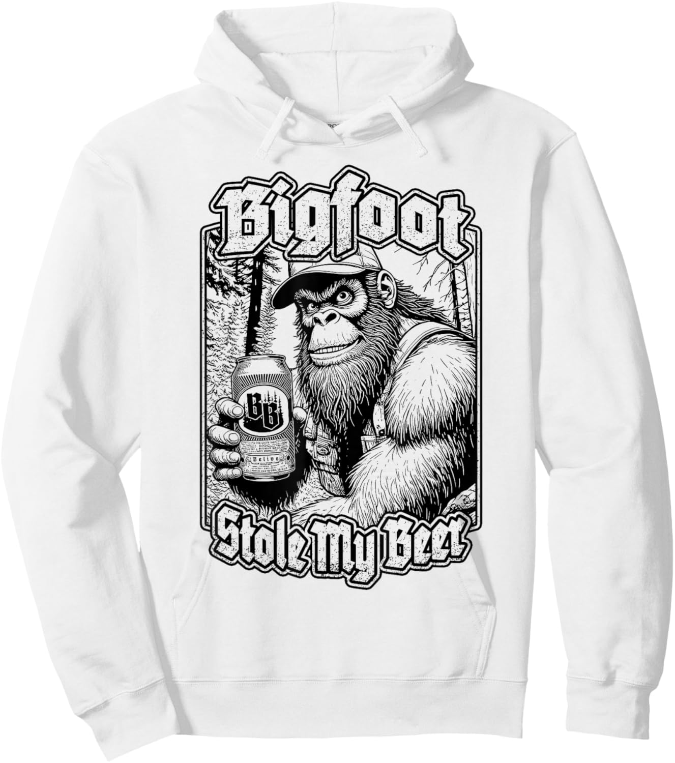 Bigfoot Stole My Beer Lover Funny Sasquatch Redneck Beers Hoodie - Hoodie | White