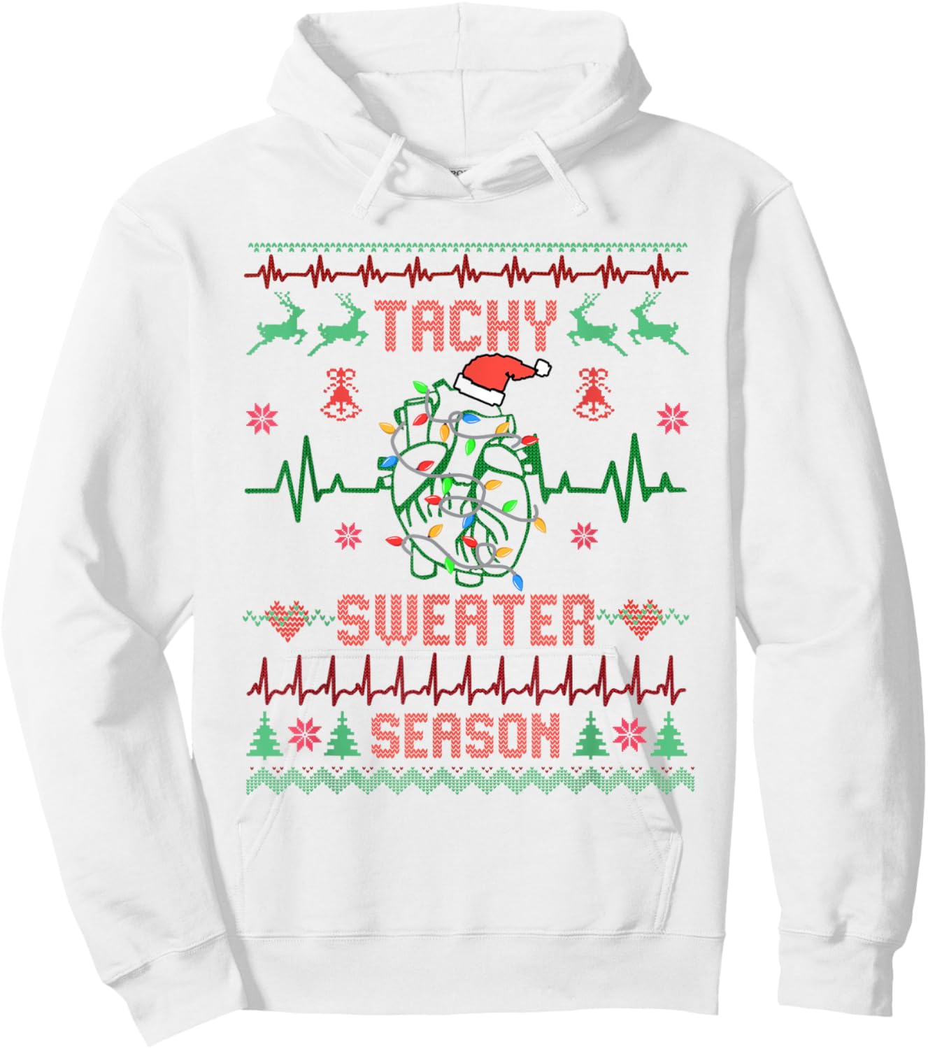 Medical Surgical Telemetry Christmas Nurse Tele Tech EKG Hoodie - Hoodie | White