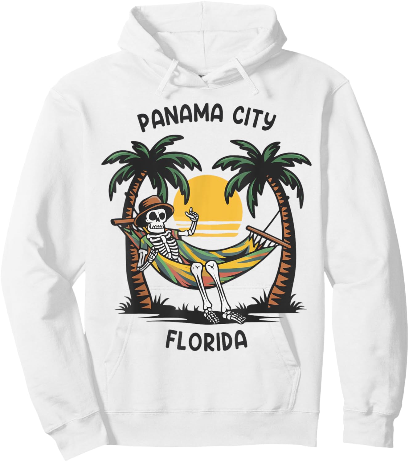 Vintage Panama City Florida Palms FL Sunset Funny Hoodie - Hoodie | White