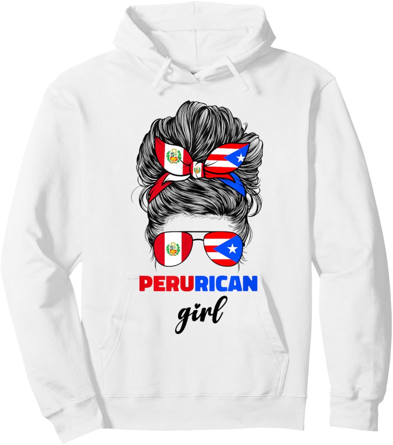 Half Peruvian And Puerto Rican Rico Peru Flag Girl Women Mix Hoodie - Hoodie | White