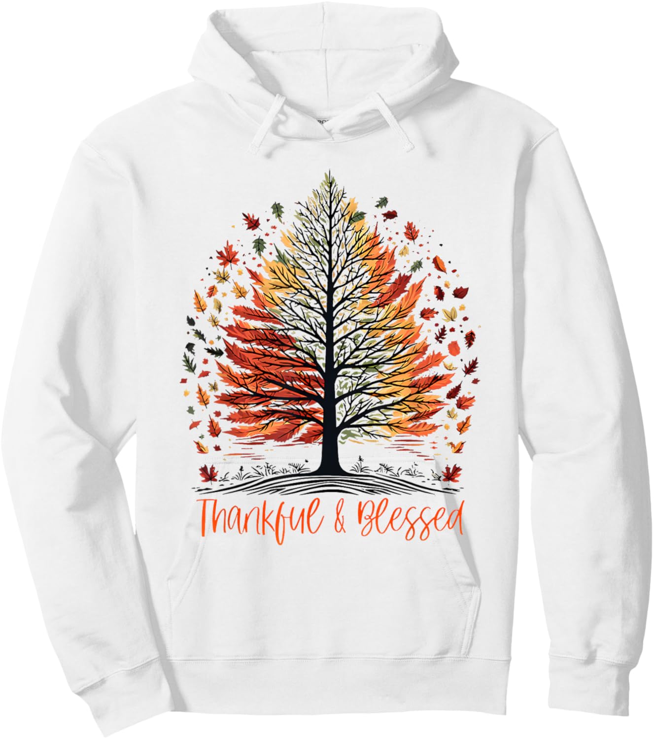 Thankful Blessed Autumn Tree Hoodie - Hoodie | White