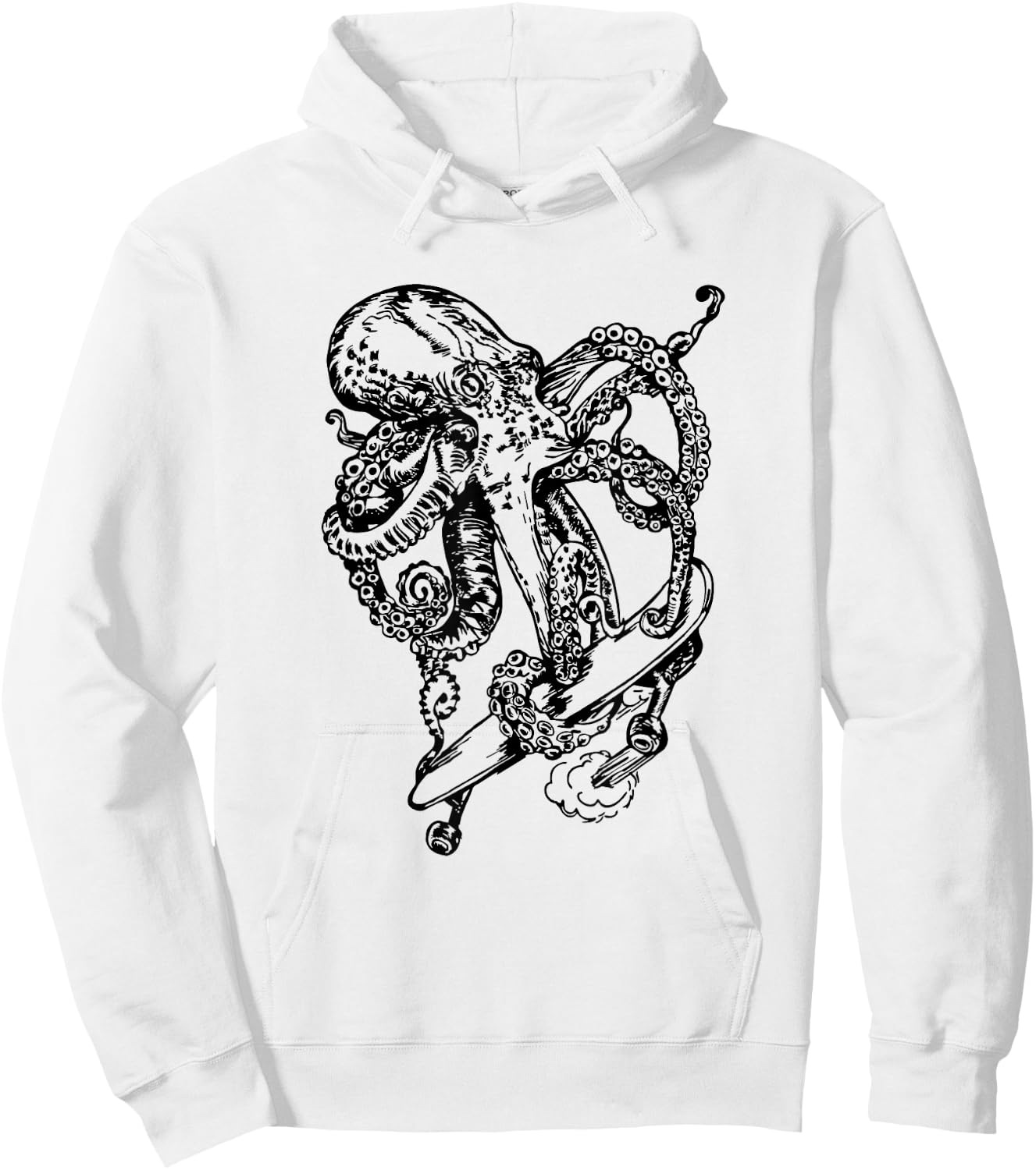 Octopus Skater Funny Skateboarding Beach Skateboarder Hoodie - Hoodie | White