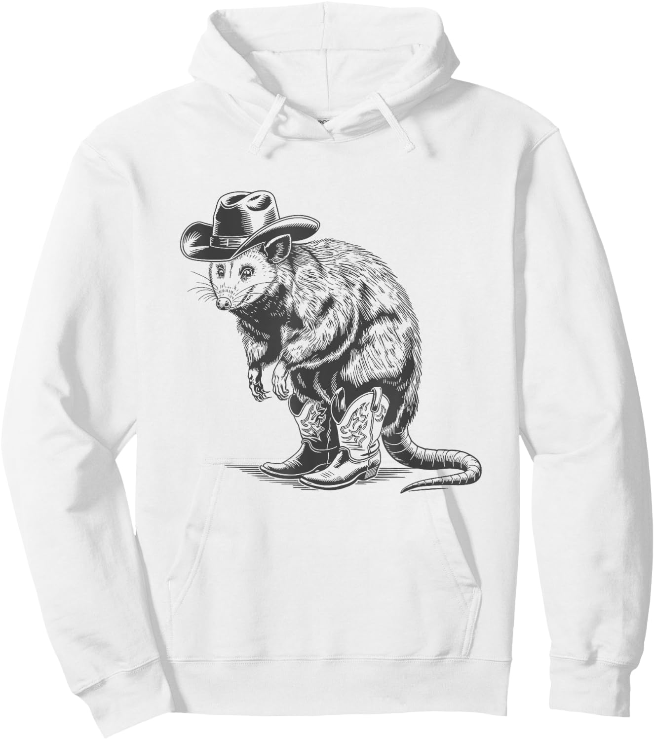 Funny Vintage Meme Humor Vintage Possum Cowboy Cowgirl Western Country Opossum Hoodie - Hoodie | White