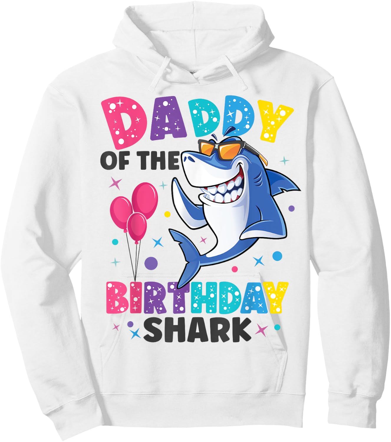 Daddy of the Shark Birthday Dad Matching Family Hoodie - Hoodie | White