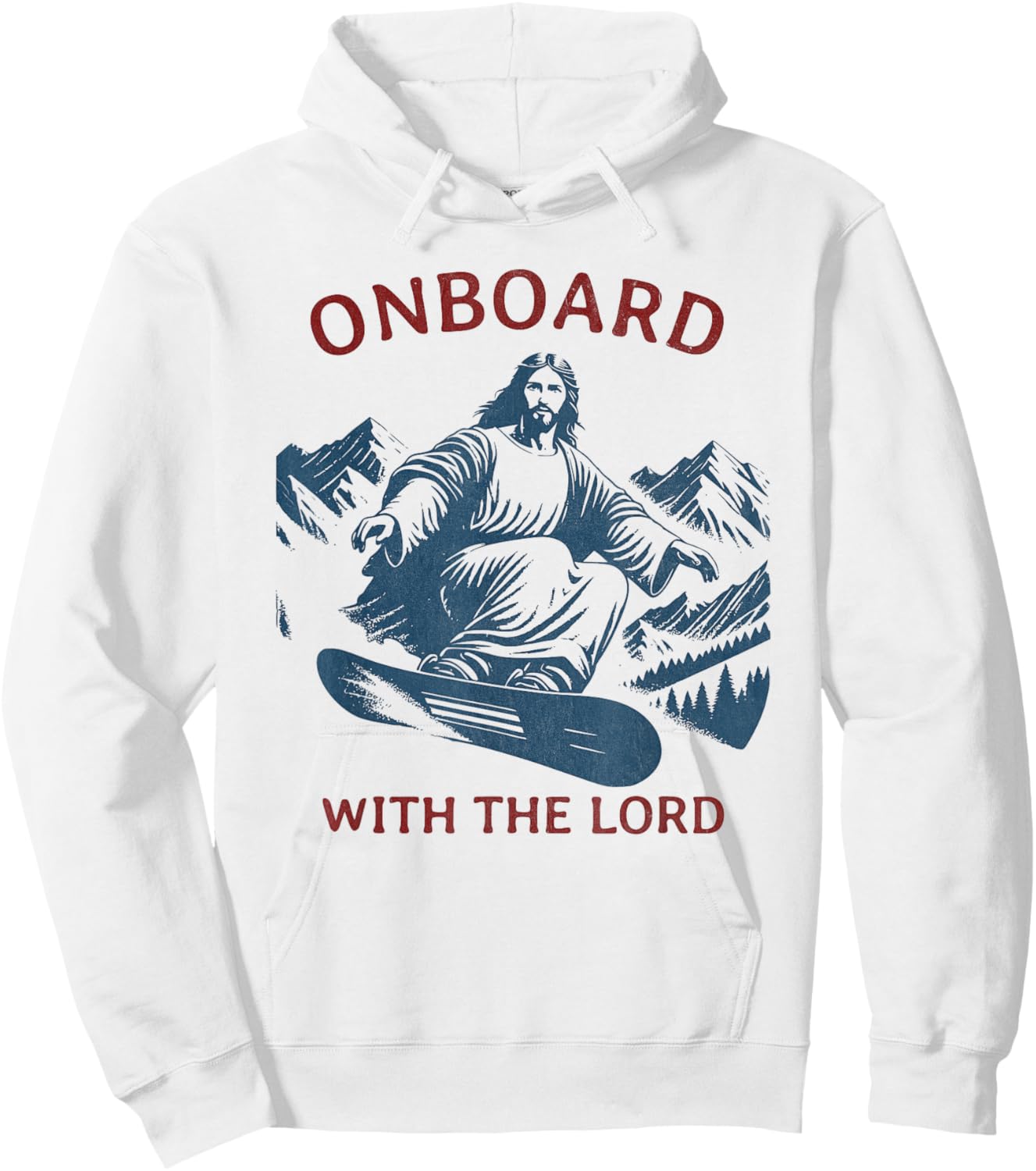 Onboard with the Lord – Snowboarding Jesus on Snowboard Hoodie - Hoodie | White
