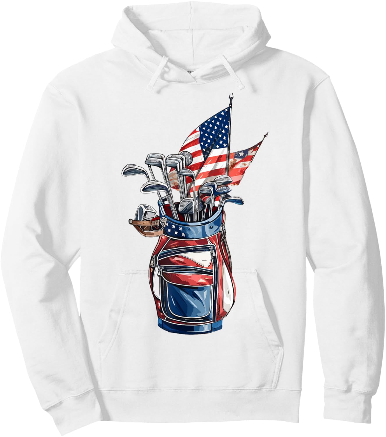 Vintage Golf Sport American Flag 4th of July, Sport Golfer Hoodie - Hoodie | White