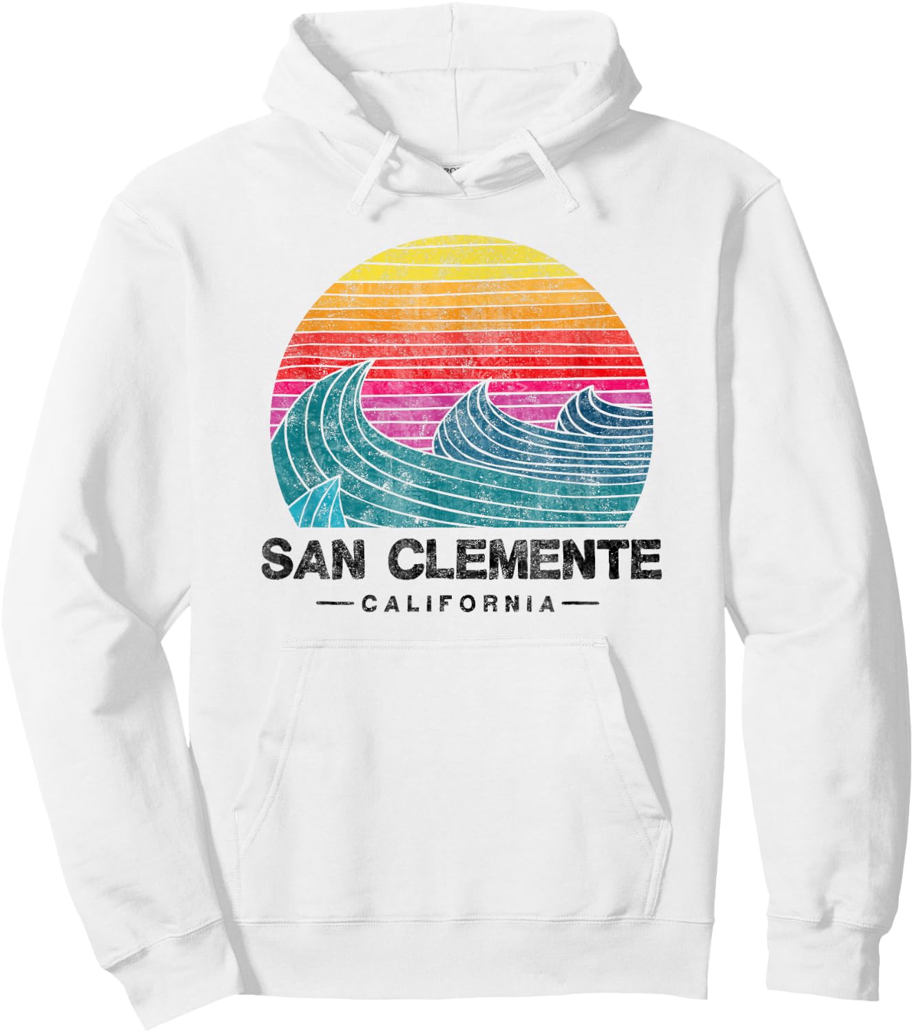 San Clemente Surfing Waves Beach Retro Cali Sunset Surf Hoodie - Hoodie | White