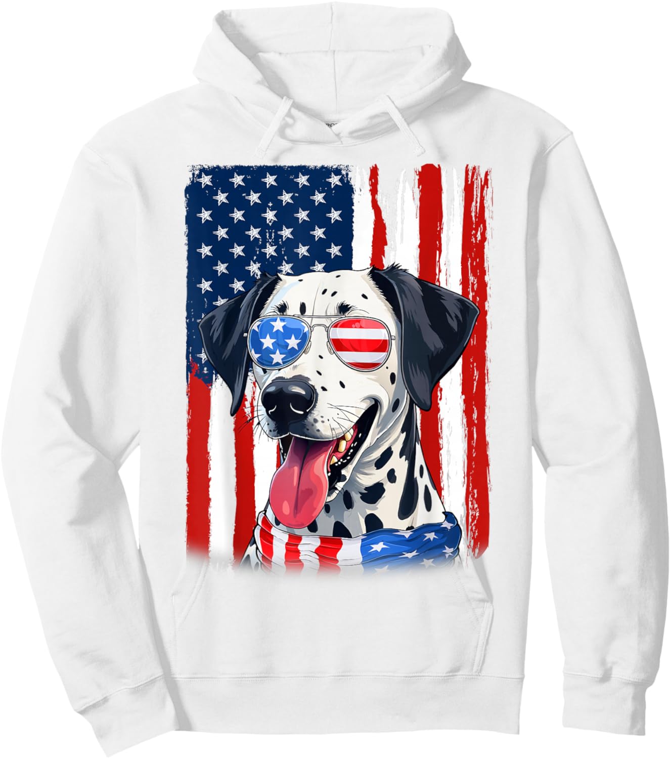 USA America Flag Dalmatian Dog 4th of July Patriotic Hoodie - Hoodie | White