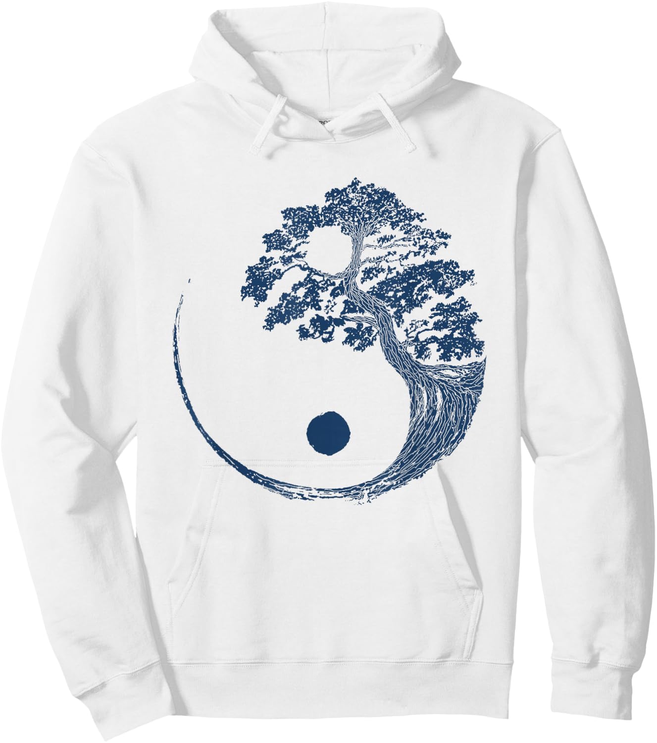 Yin Yang Blue Bonsai Tree Japanese Buddhist Zen Gift Hoodie - Hoodie | White